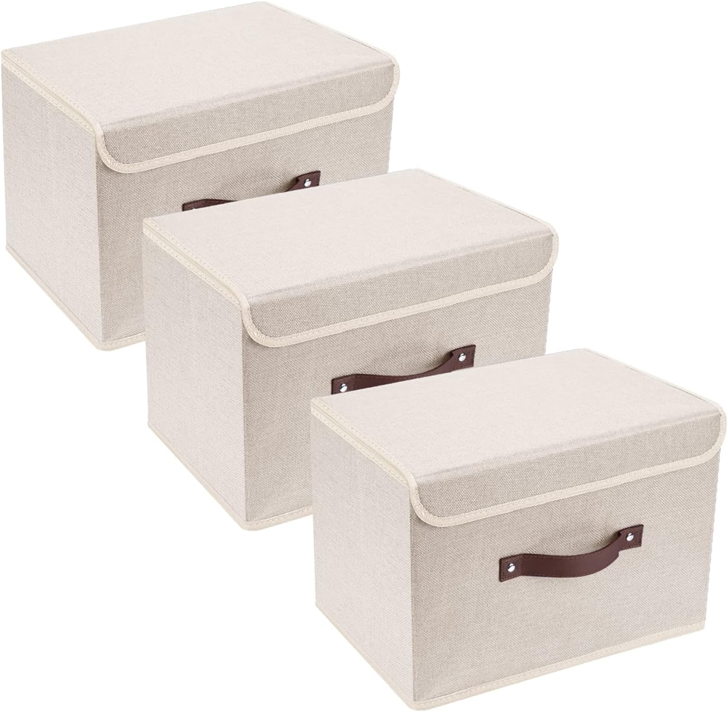 TYEERS Foldable Storage Boxes with Lids 5 Pack Fabric Storage Bins with Lids, Closet Organizers for Clothes Storage, Room Organization, Office Storage