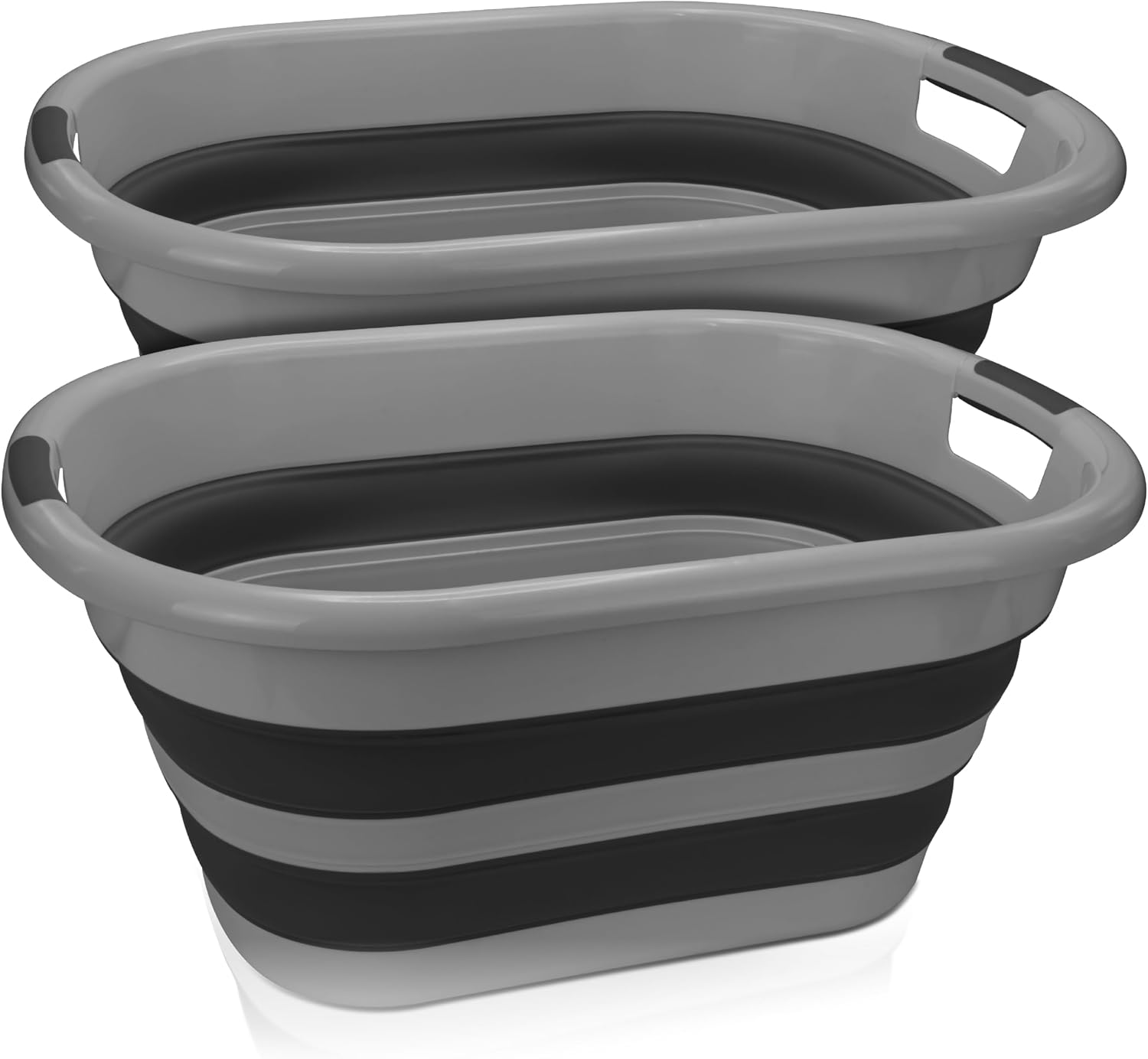 BROOKSTONE 11 GALLON XL 24" Collapsible Laundry Basket and Clothes Hamper, Comfort Non-Slip Handles, Modern Laundry Hamper with Space Saving Design