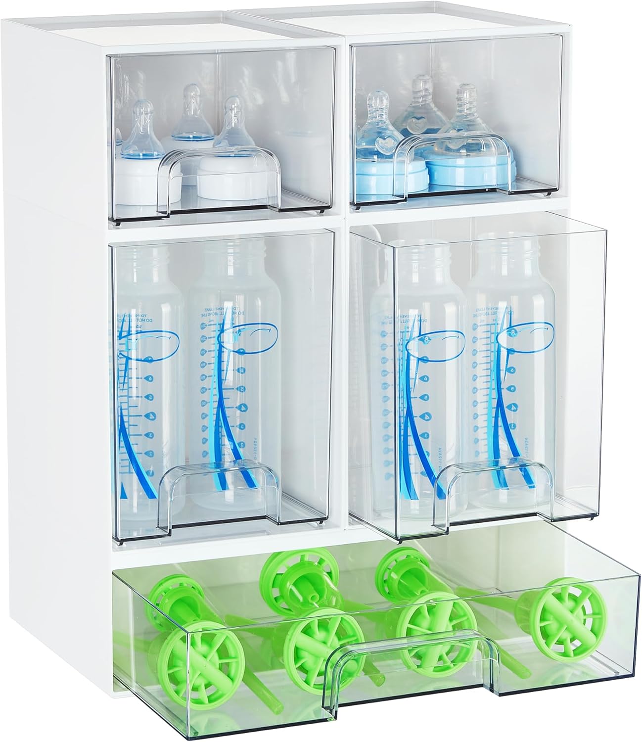 Vtopmart Stackable Storage Drawers Set of 6, Clear Plastic Organizer Bins for Bathroom Supplies, for Cabinet, Shelf, Pantry, Laundry Room Organization