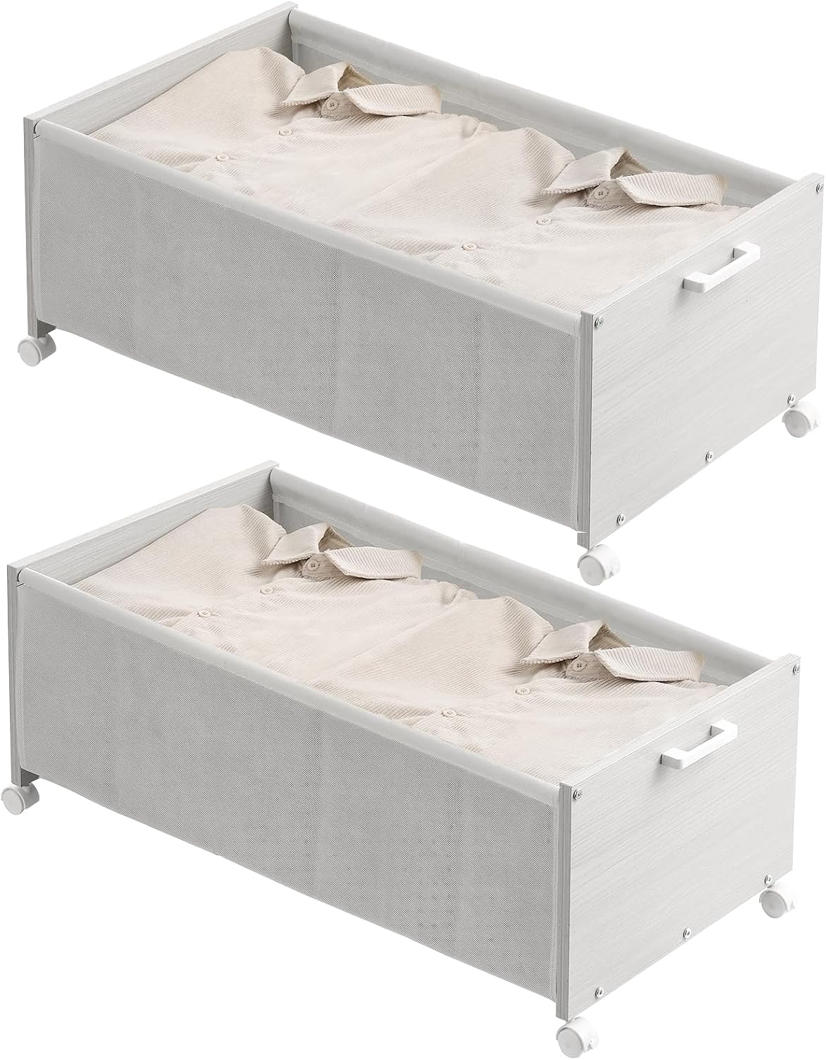 FOUCSSOMEI Under Bed Storage with Wheels, Wooden Under Bed Drawers On Wheels, Rolling Under Bed Shoe Storage, Space Saving, Rustic Brown, 90L