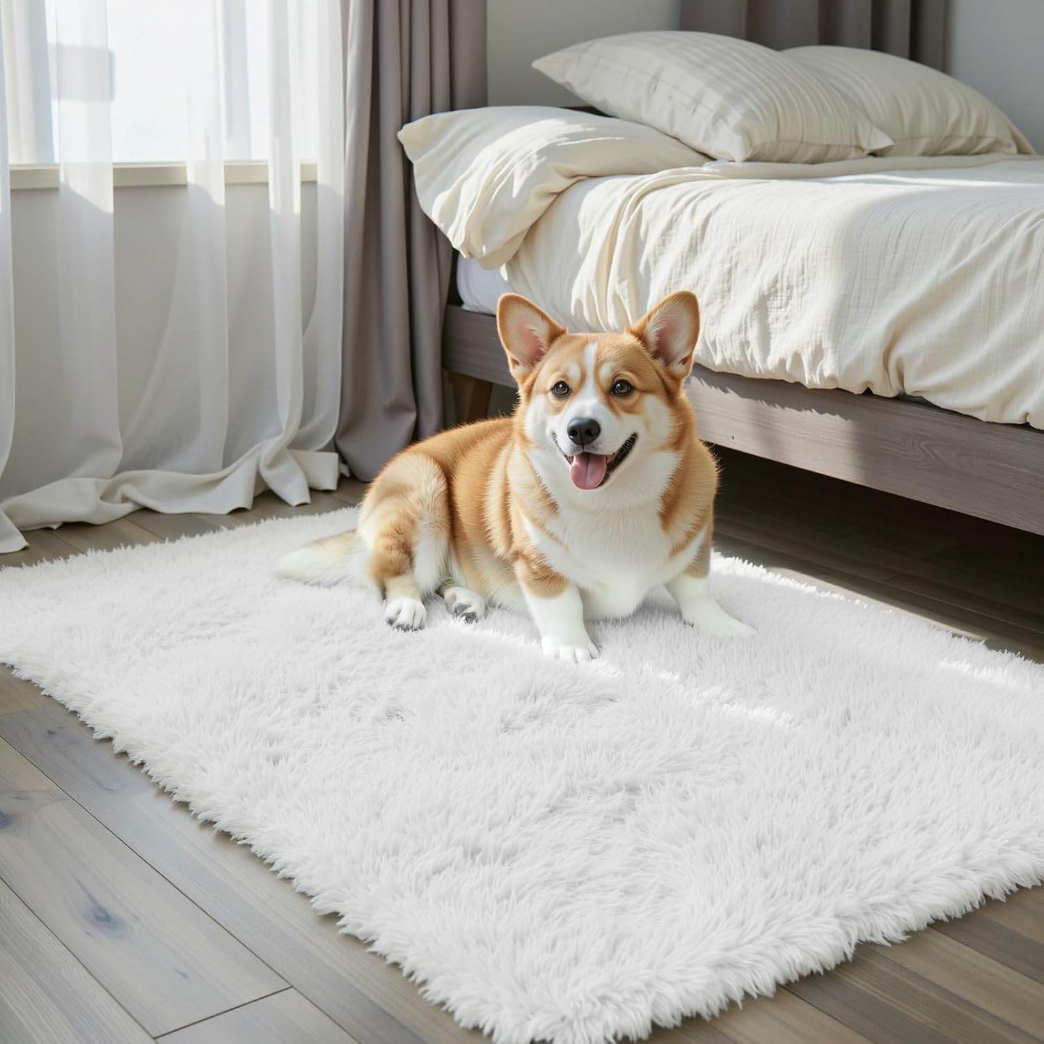 junhejiamei Area Rugs 9x12 Living Room, Large Area Rug Shaggy Carpet Soft Plush Furry Bedside Rug