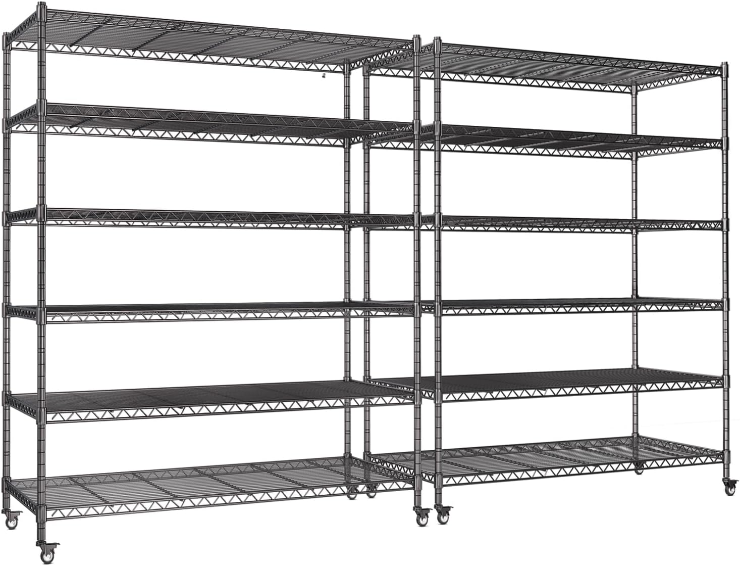 AIRAJ 46"W Storage Shelves with Wheels, 6 Tier Wire Shelving Heavy Duty, 3600 LBS Metal Shelving, Garage Shelving units and Storage