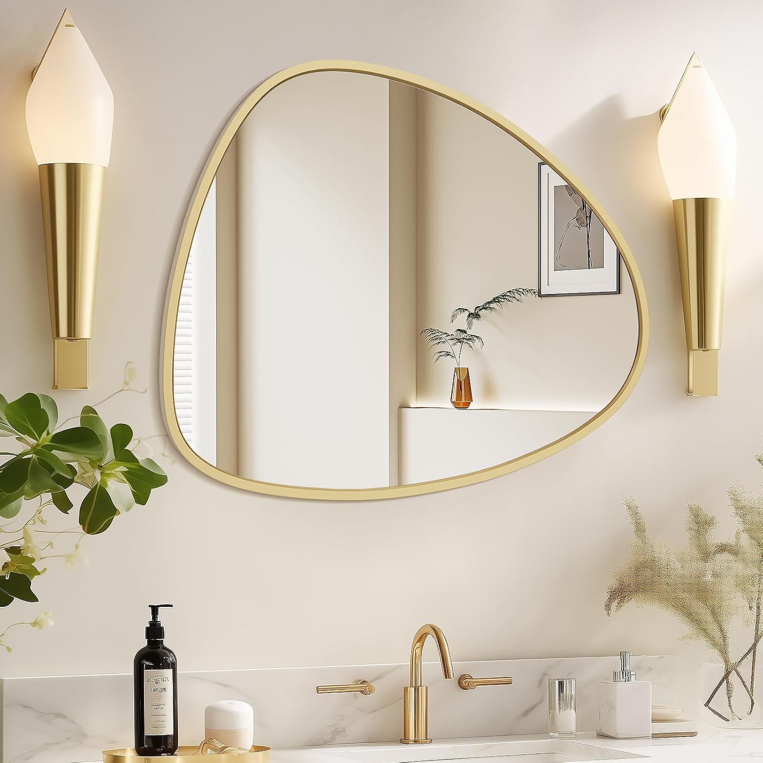 WallBeyond Asymmetrical Mirror, Irregular Mirror Full Length, Boho Wall Mirrors Decorative for Bedroom Living Room Entryway Hall