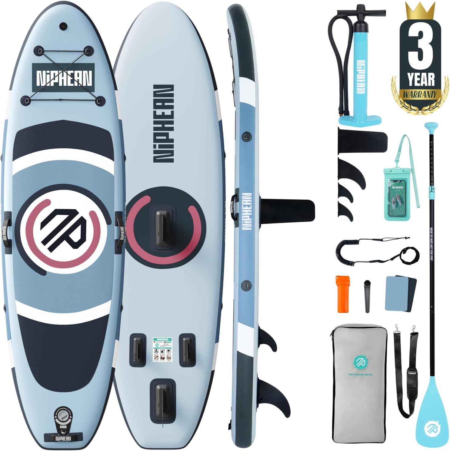 Niphean 10' Inflatable Paddle Board, Ultra-Light SUP for Beginners, Versatile Yoga Paddle Board with Durable SUP Accessories, 400lbs Capacity