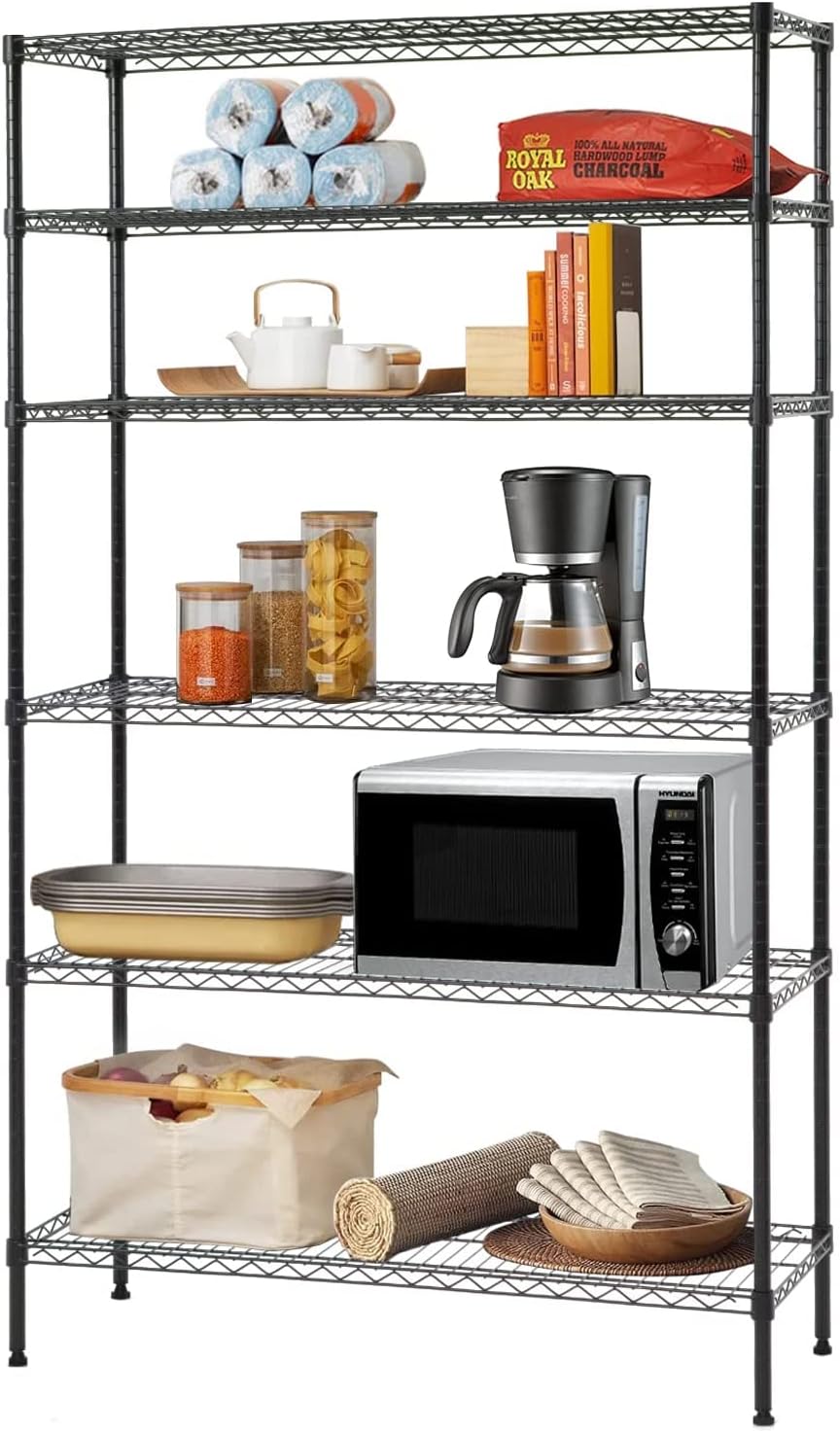 BestOffice, 4-Tier Wire Storage Shelves, 36x14x54, Chrome, with Adjustable Racks, Heavy-Duty Metal Shelf, Holds Up to 1000 lbs, No-Tool Assembly