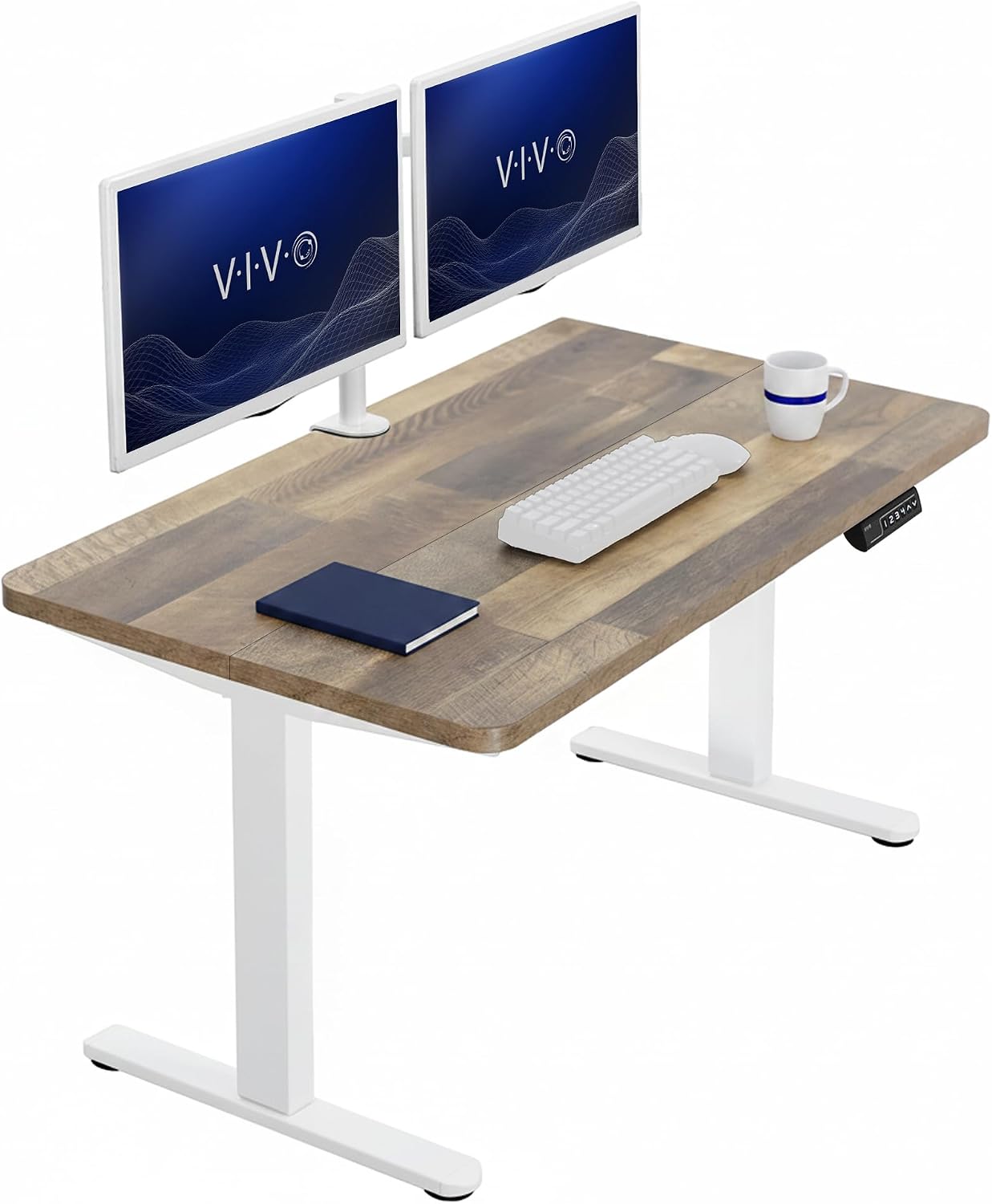 VIVO Electric 63 x 32 in Standing Desk, Memory Height Adjustment, 1B Series, Holds 220 lbs, Dark Walnut Top Black Frame, DESK-KIT-1B1D