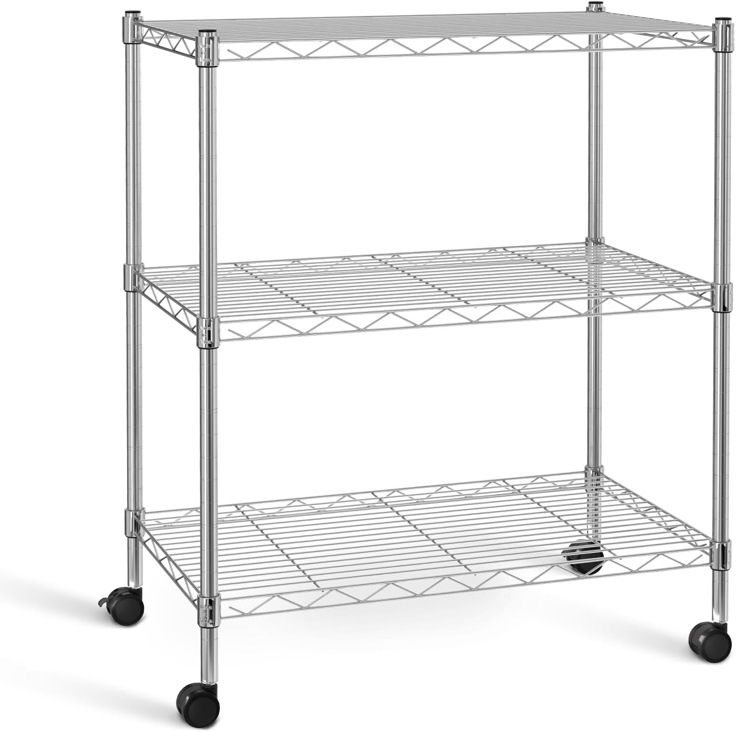 Simple Deluxe Heavy Duty 3-Shelf Shelving Unit with Wheels, Adjustable Steel Wire Shelving