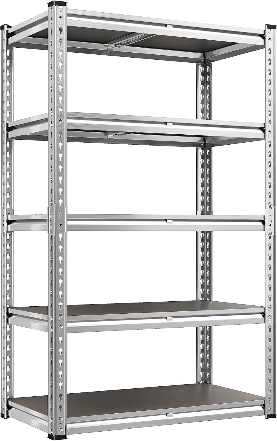 REIBII Galvanized Garage Shelving with PP Boards for Pantry Office Garage, Freestanding, Rustproof, Adjustable, Detachable, 5-Tier, Easy Assembly