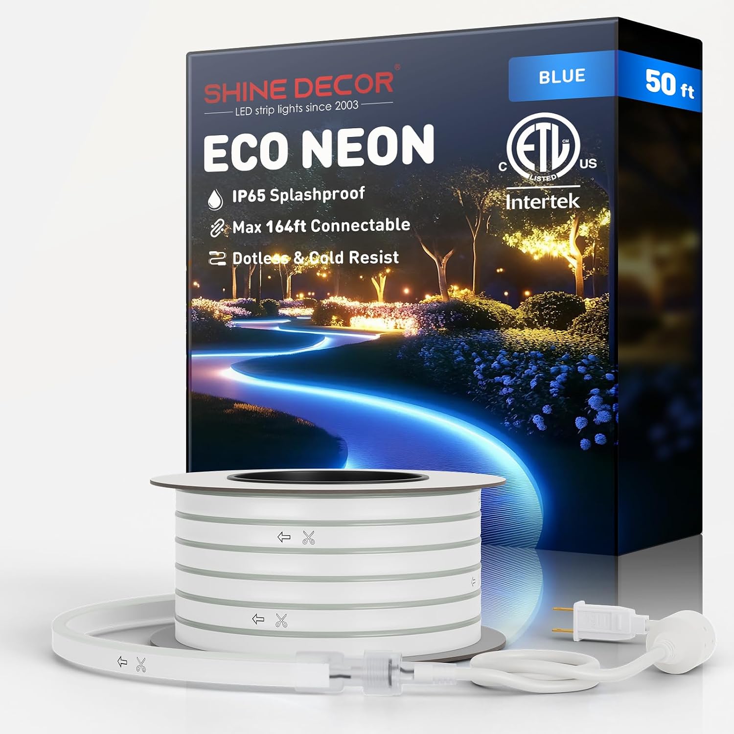 Shine Decor LED Neon Rope Lights Connectable, 131.2FT Flexible AC 110V 120V Neon LED Strip Lights(Warm White) Outdoor Waterproof