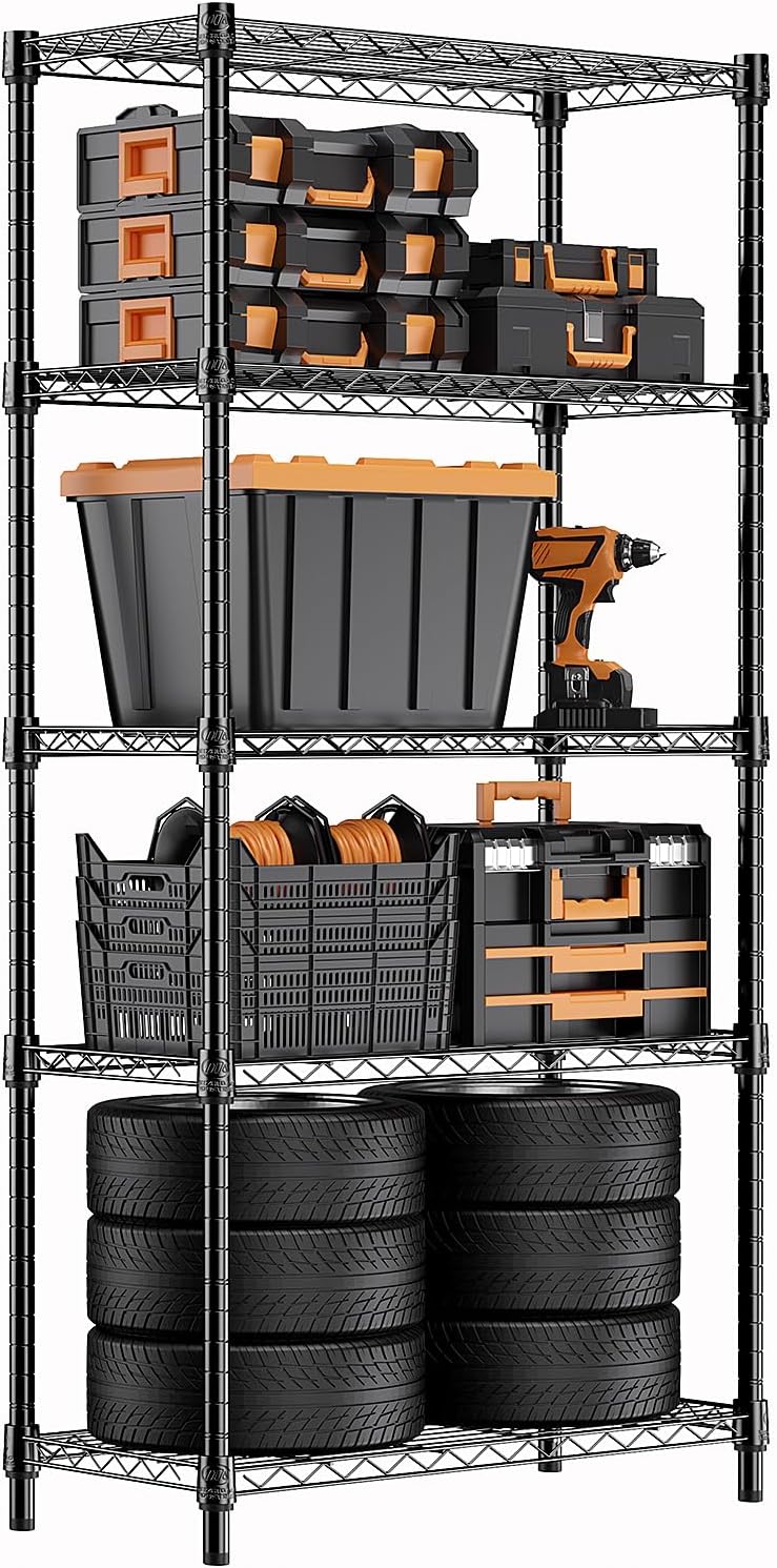 M MZG 1750 LBS Storage Shelves 5-Tier Utility Shelving Unit Steel Organizer Wire Rack for Home, Kitchen, Office, Garage
