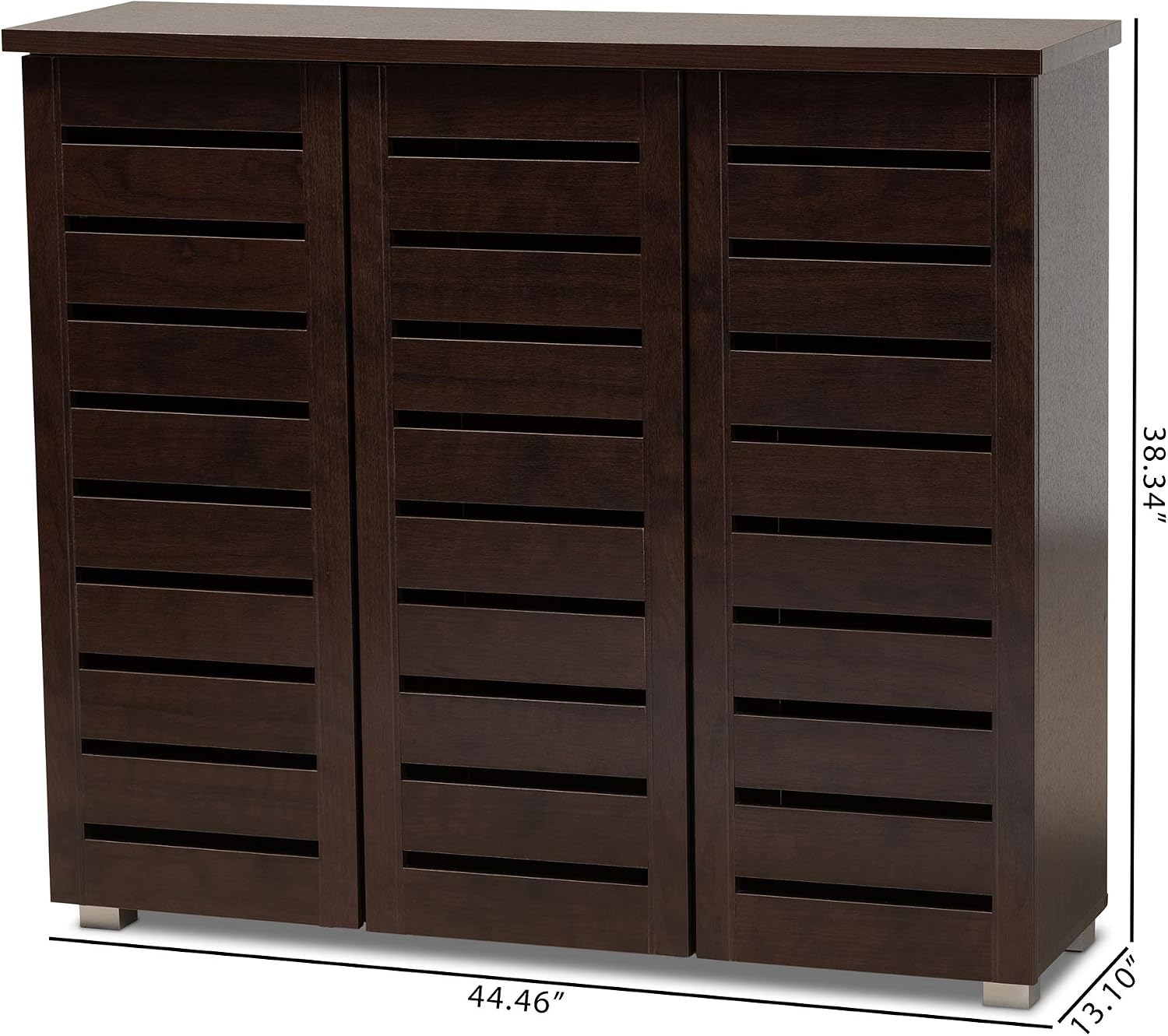 Wholesale Interiors Baxton Studio Adalwin Modern and Contemporary 3-Door Dark Brown Wooden Entryway Shoes Storage Cabinet