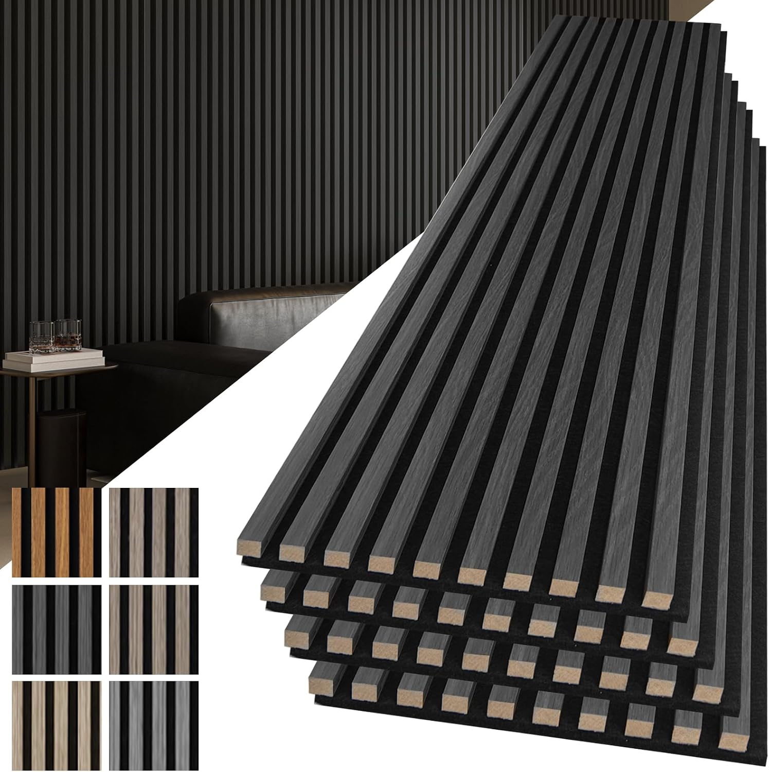 Art3d 2-Pack 108" x 12" Acoustic Wood Panels for Wall, Soundproof Wood Slat Panel for Wall and Ceiling