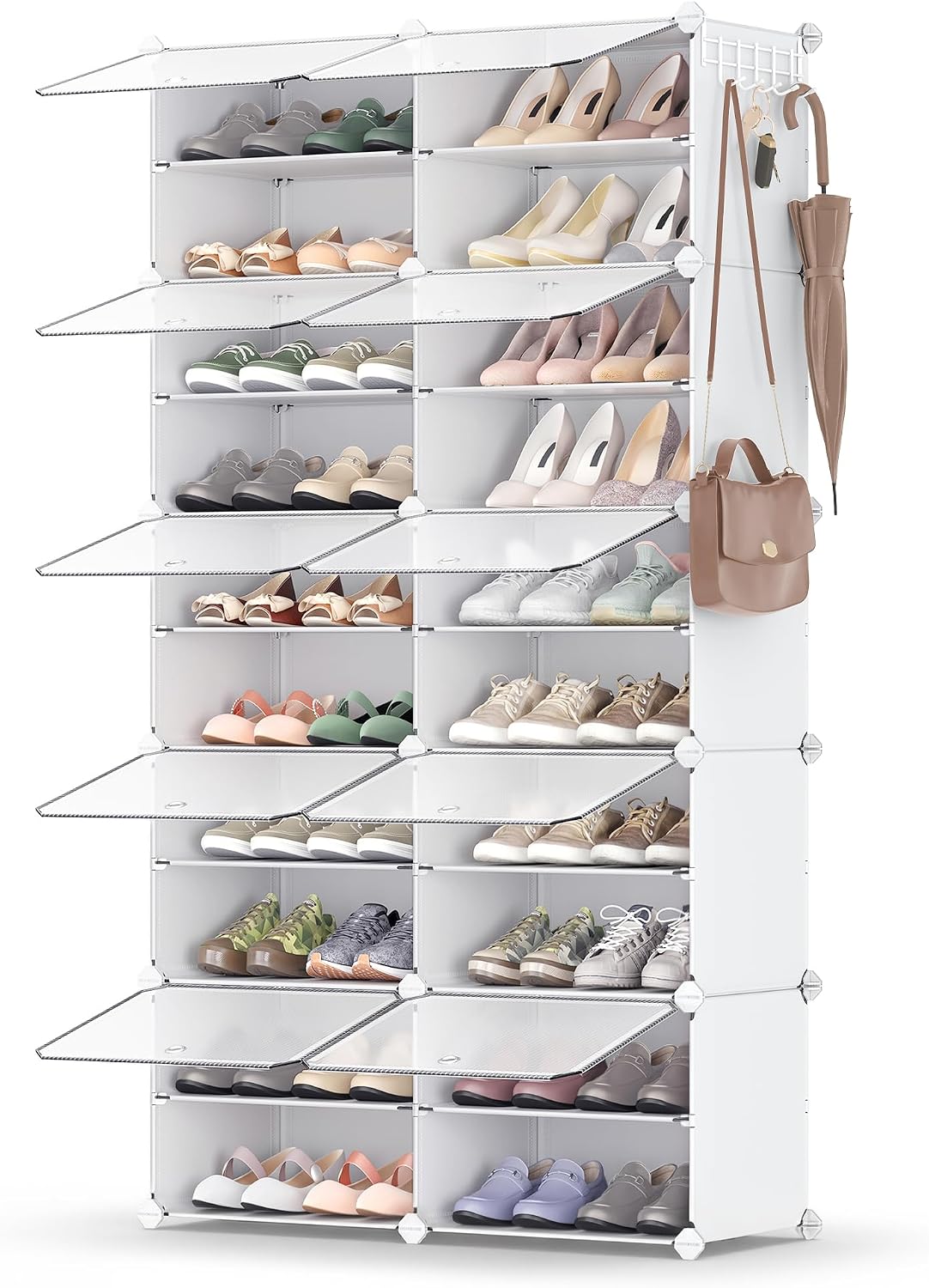SONGMICS Shoe Rack Organizer, 8-Tier Shoe Storage Cabinet for Closet and Entryway, Holds 32 Pairs of Shoes, Adjustable