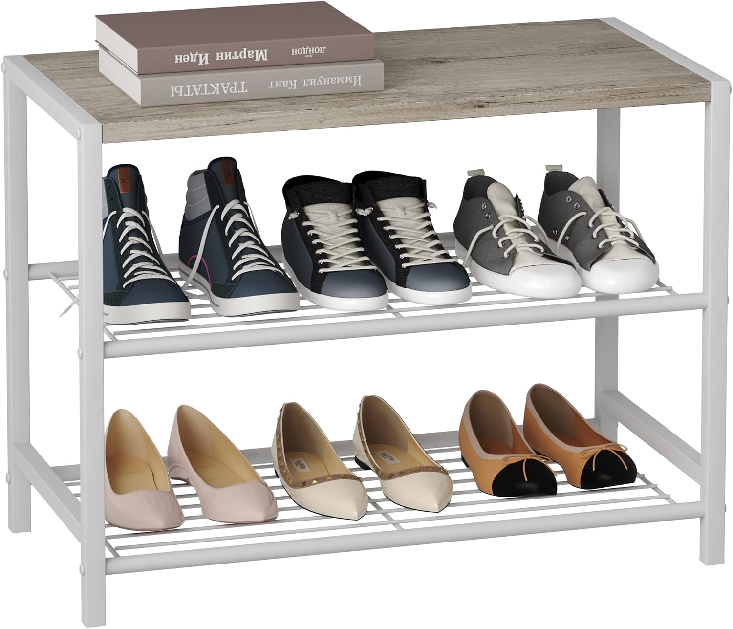 HOMEFORT Shoe Rack 6-Tier, Shoe Storage Shelf, Industrial Shoe Tower, Narrow Shoe Organizer for Closet Entryway