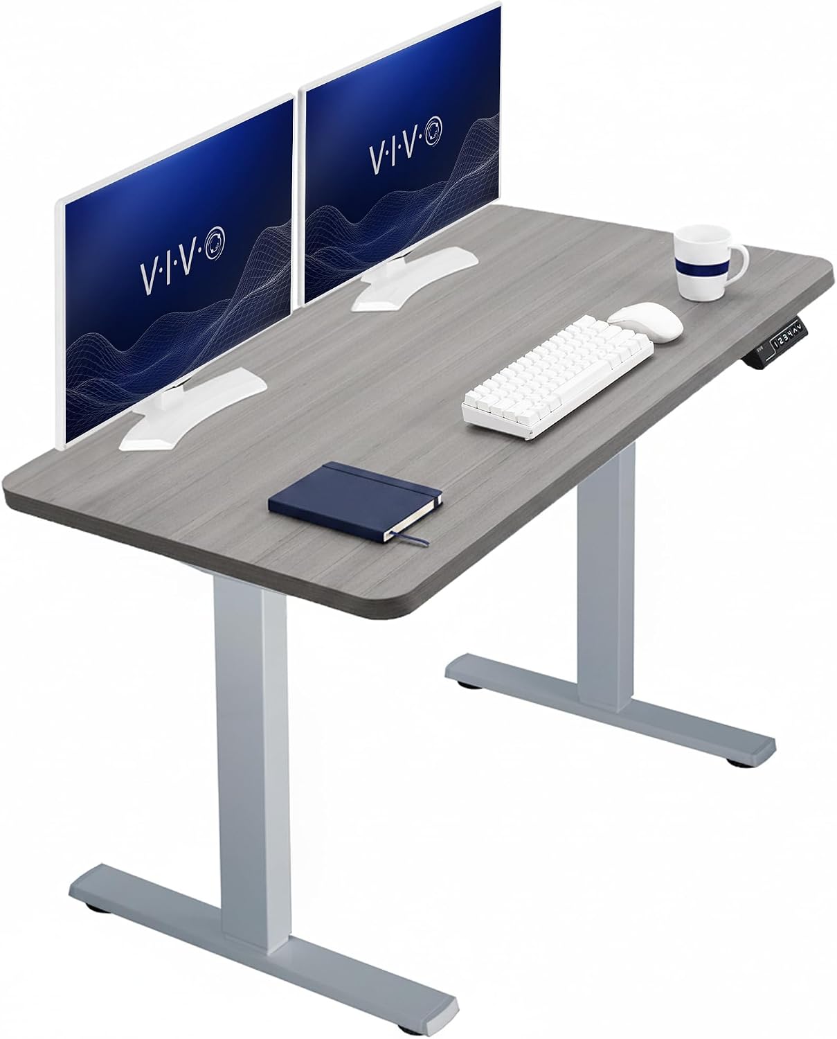 VIVO Electric 63 x 32 in Standing Desk, Memory Height Adjustment, 1B Series, Holds 220 lbs, Dark Walnut Top Black Frame, DESK-KIT-1B1D