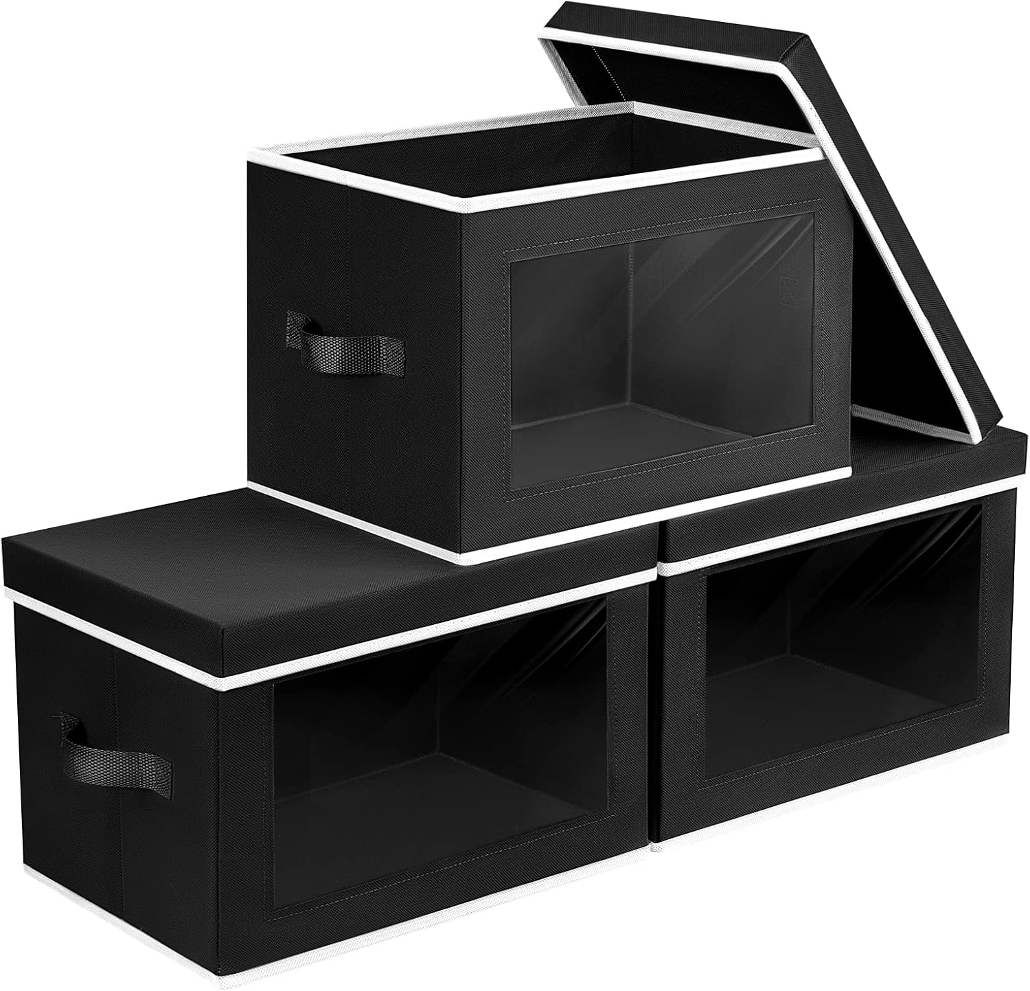 Homsorout Storage Bins with Lids - Large Decorative Basket with Lids, Fabric Foldable Closet Organizer Bins, Stackable Shelf Organizer for Living Room