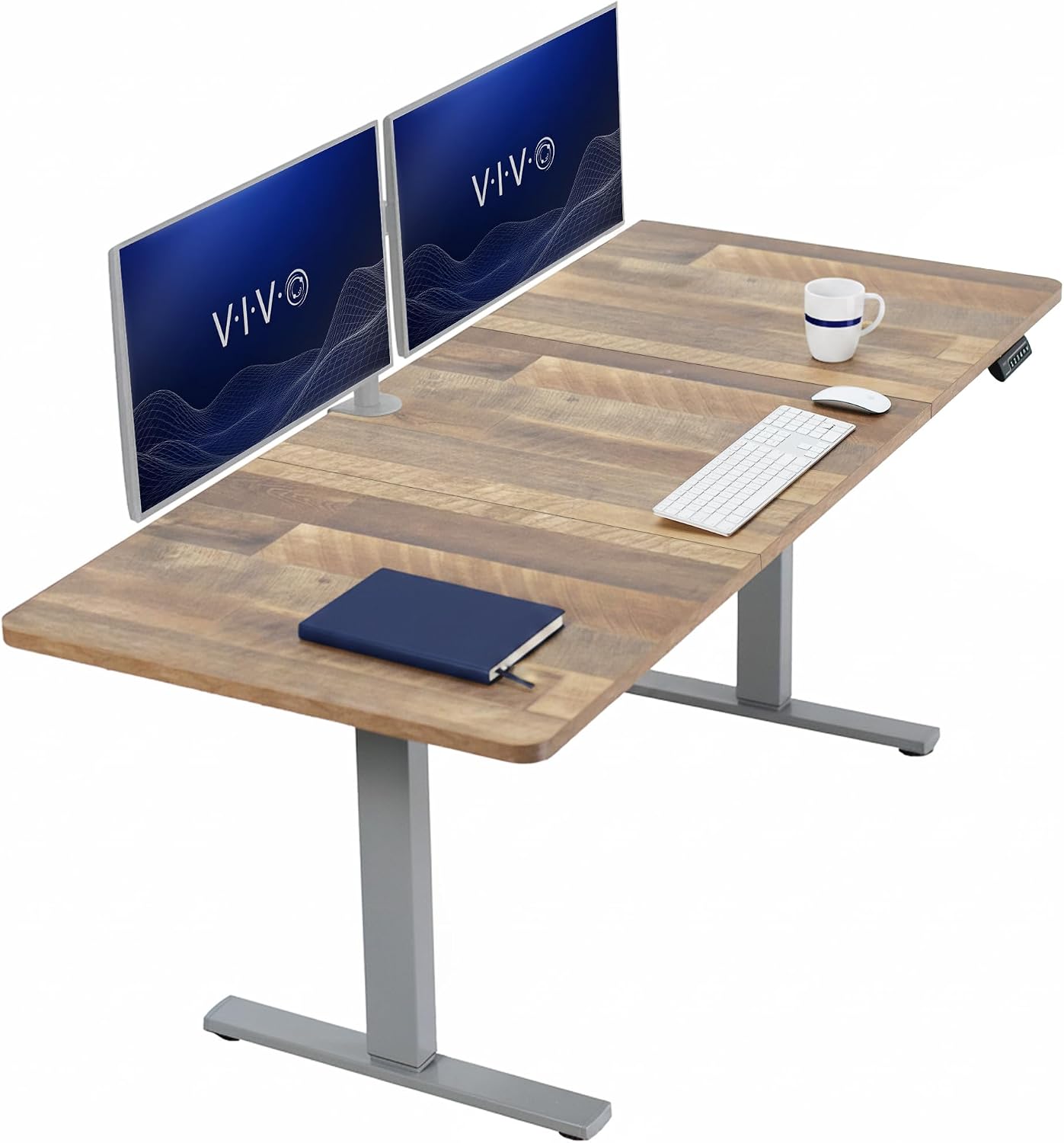 VIVO Electric 63 x 32 in Standing Desk, Memory Height Adjustment, 1B Series, Holds 220 lbs, Dark Walnut Top Black Frame, DESK-KIT-1B1D