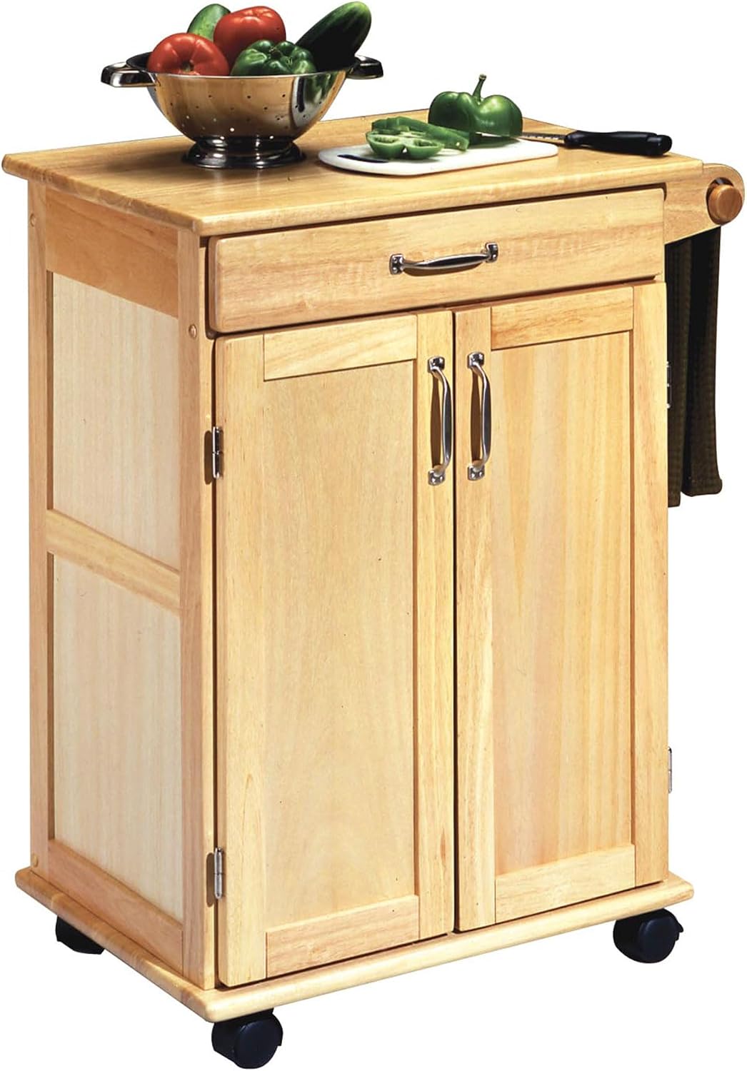 Homestyles General Line Natural Wood Mobile Kitchen Cart