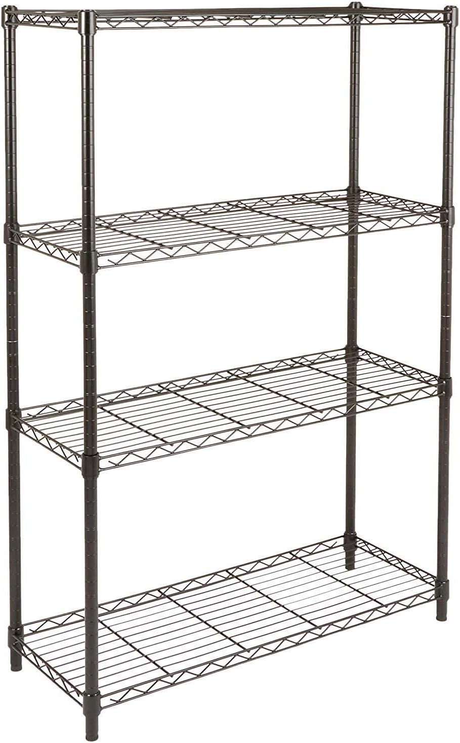 Amazon Basics 5-Shelf Adjustable, Heavy Duty Storage Shelving Unit on 4" Wheel Casters, Easy to Move Portable Wire Shelving