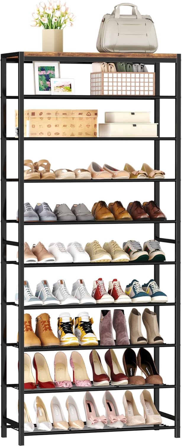 HOMEFORT Shoe Rack 6-Tier, Shoe Storage Shelf, Industrial Shoe Tower, Narrow Shoe Organizer for Closet Entryway