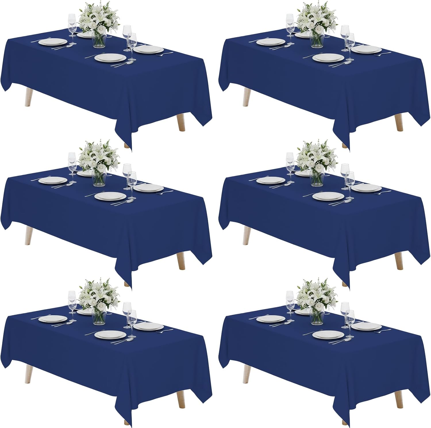 Fixwal 120 Inch Black Round Tablecloth, 6 Pack Round Table Cloth Polyester Fabric Washable Table Covers for New Year Decorations, Party, Banquet