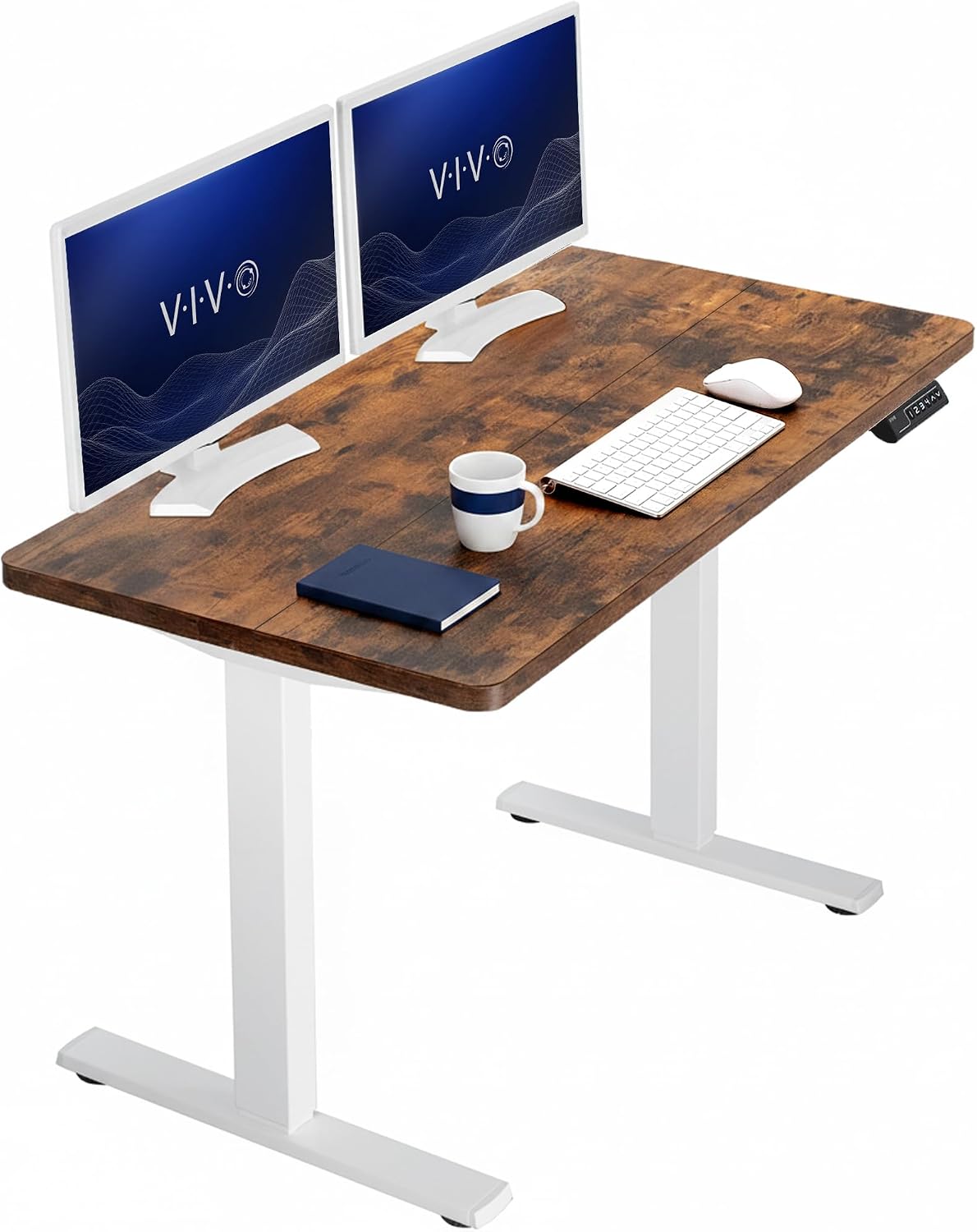 VIVO Electric 63 x 32 in Standing Desk, Memory Height Adjustment, 1B Series, Holds 220 lbs, Dark Walnut Top Black Frame, DESK-KIT-1B1D