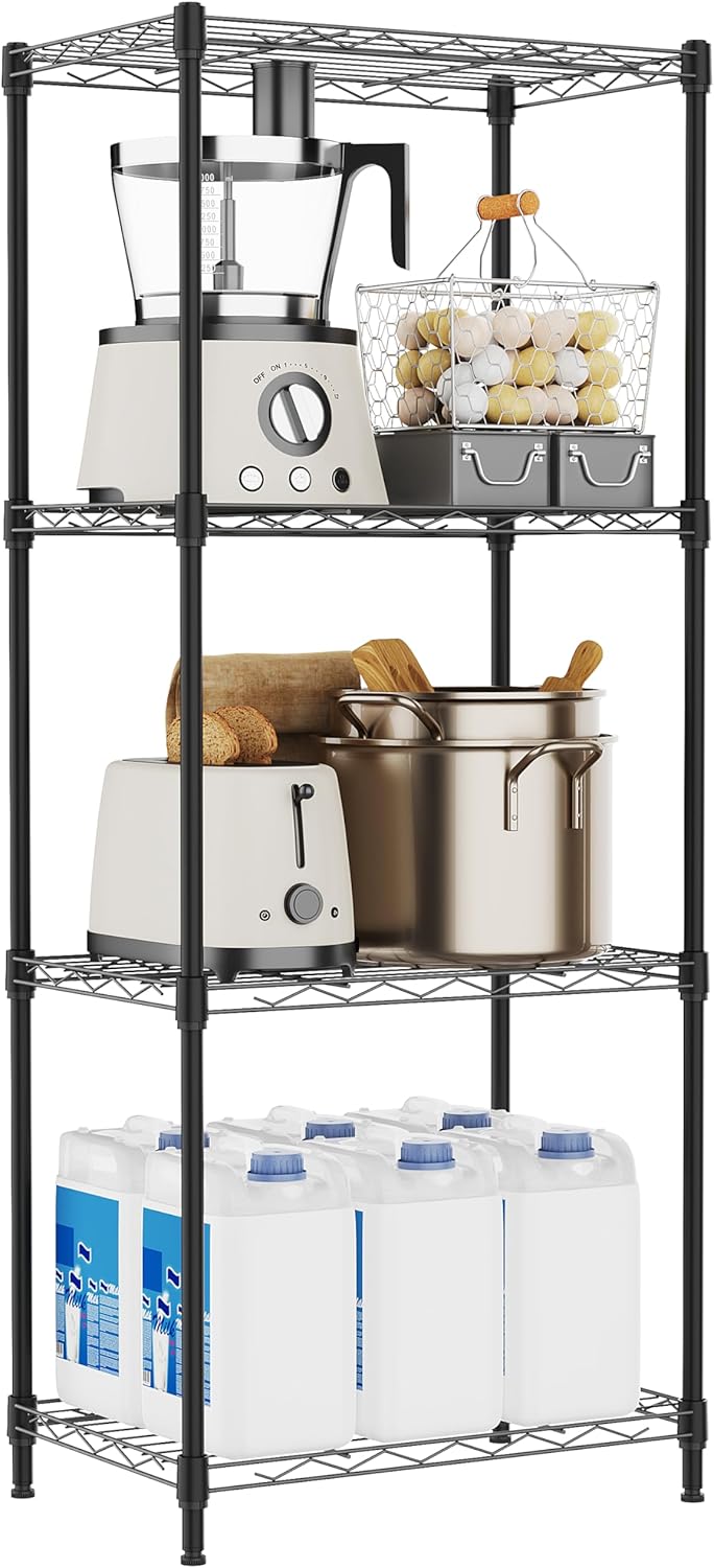 M MZG 750 lbs 3 Tier Shelf Metal Storage Shelves Wire Rack Closet Organizers with PP Board for Garage Kitchen Bathroom Laundry Chrome 11.8" D x 21.7"