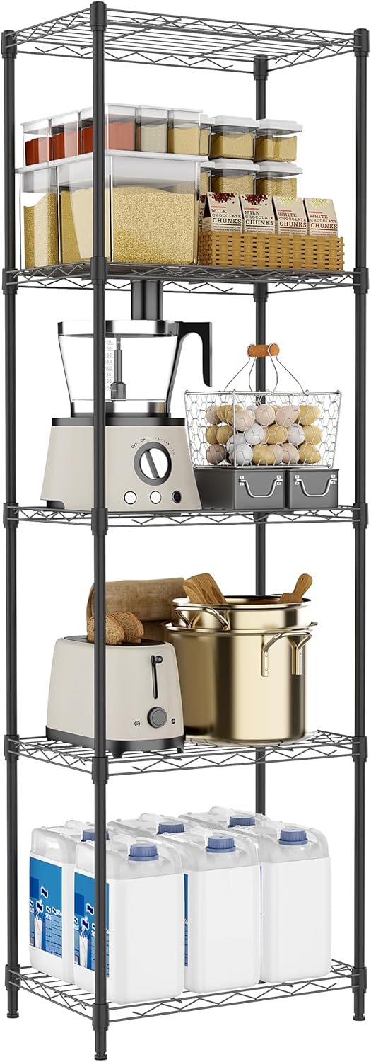 M MZG 750 lbs 3 Tier Shelf Metal Storage Shelves Wire Rack Closet Organizers with PP Board for Garage Kitchen Bathroom Laundry Chrome 11.8" D x 21.7"