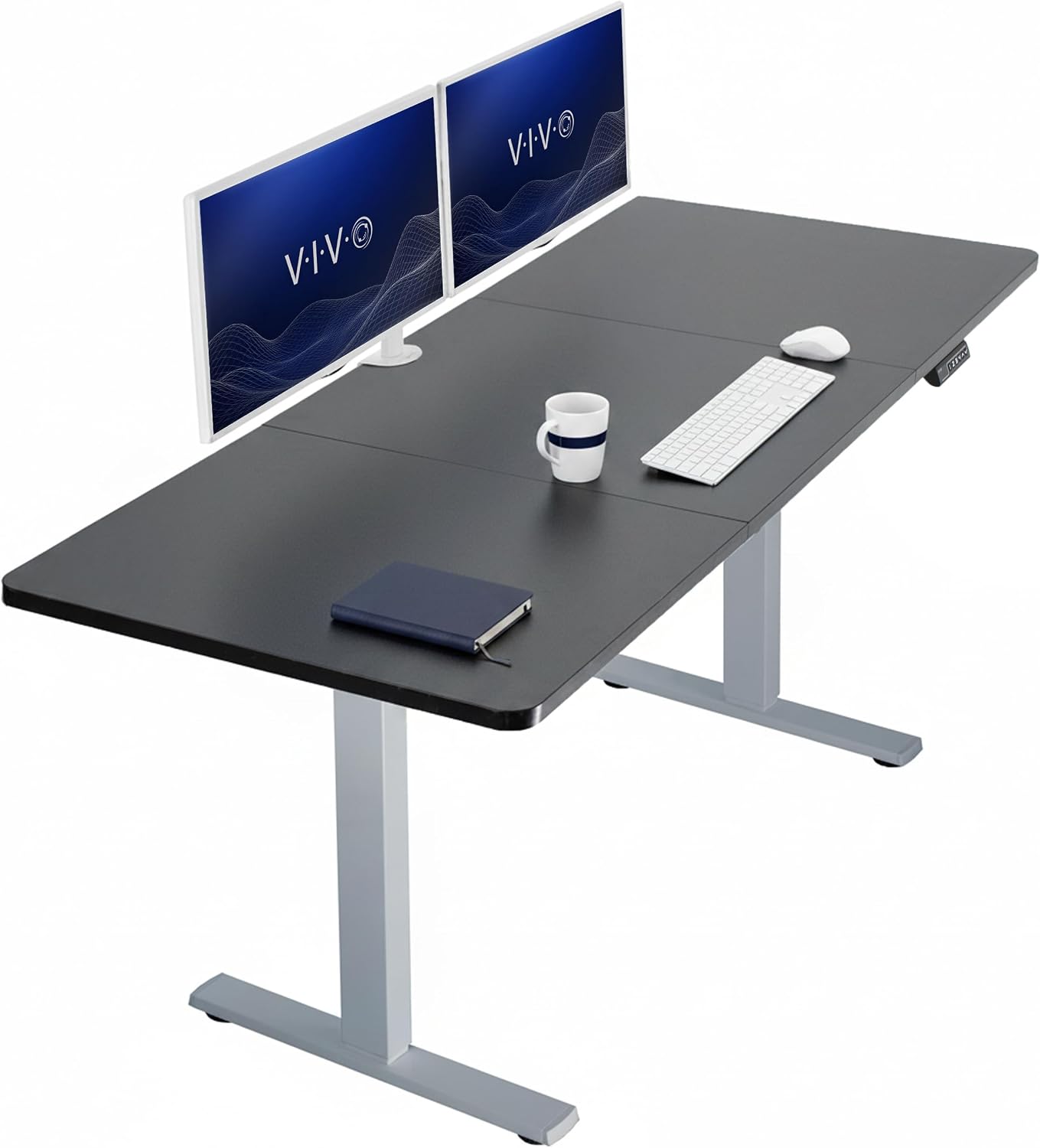 VIVO Electric 63 x 32 in Standing Desk, Memory Height Adjustment, 1B Series, Holds 220 lbs, Dark Walnut Top Black Frame, DESK-KIT-1B1D