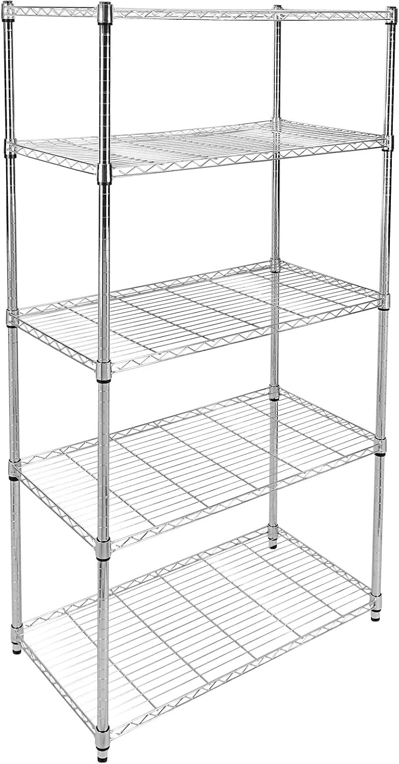 Simple Deluxe Heavy Duty 3-Shelf Shelving Unit with Wheels, Adjustable Steel Wire Shelving