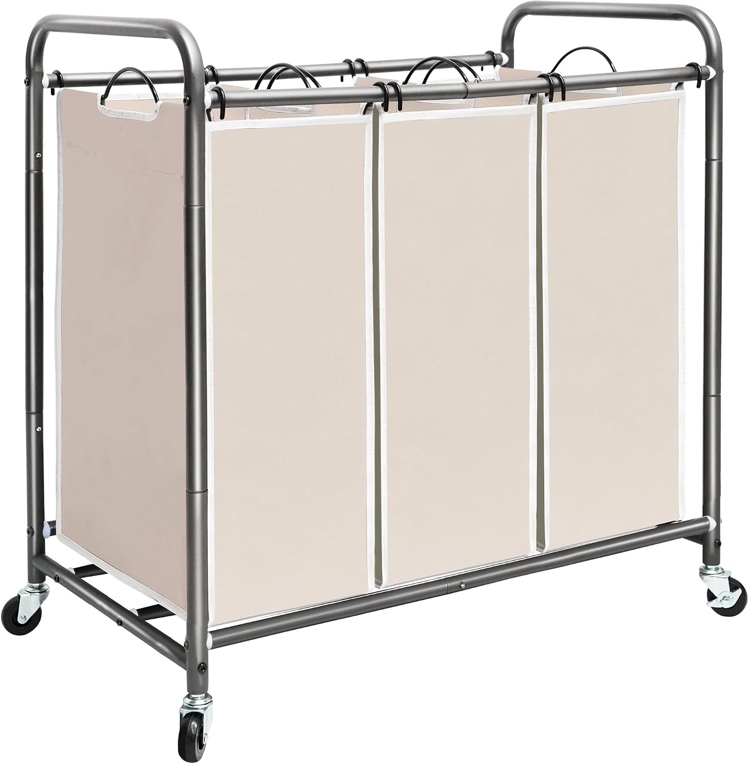 STORAGE MANIAC Laundry Sorter 4 Section, 47.5 Gal (180 L) Laundry Hamper with Wheels, Clothes Divider Basket Sorter