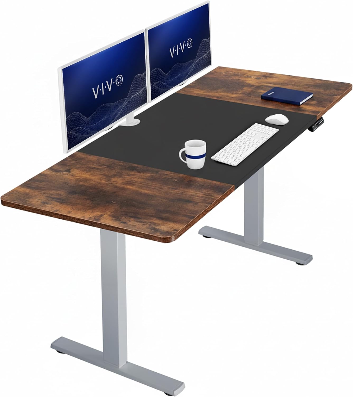 VIVO Electric 63 x 32 in Standing Desk, Memory Height Adjustment, 1B Series, Holds 220 lbs, Dark Walnut Top Black Frame, DESK-KIT-1B1D