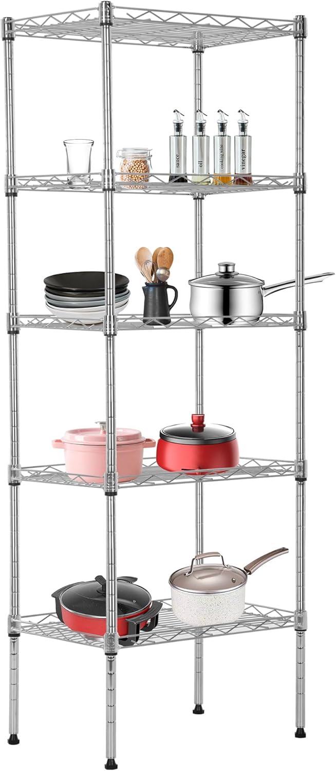 BestOffice, 4-Tier Wire Storage Shelves, 36x14x54, Chrome, with Adjustable Racks, Heavy-Duty Metal Shelf, Holds Up to 1000 lbs, No-Tool Assembly