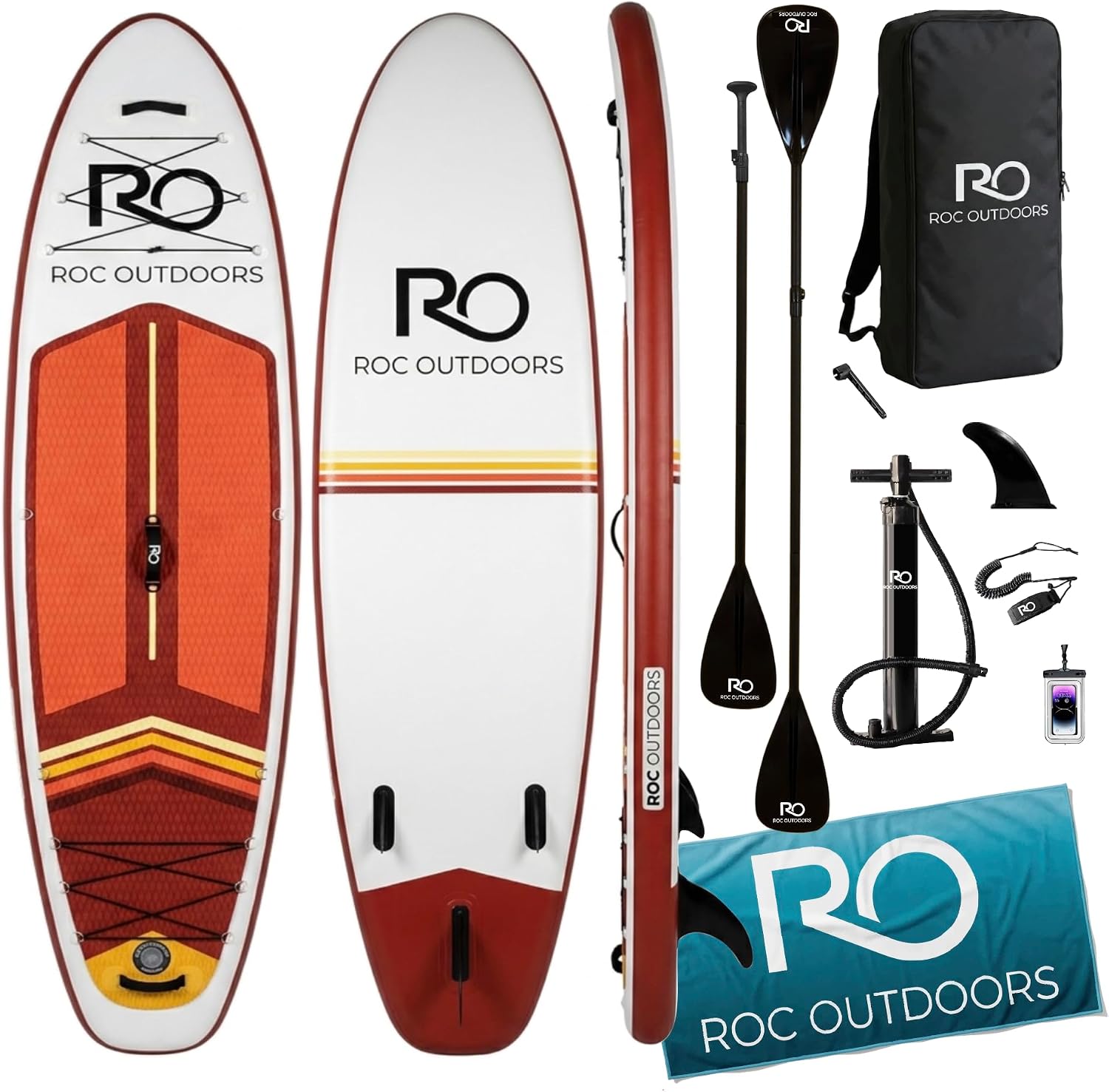 Roc Inflatable Stand Up Paddle Board 10' 6" with Premium SUP Paddle Board Accessories, Wide Stable Design, Non-Slip Comfort Deck for Youth and Adults