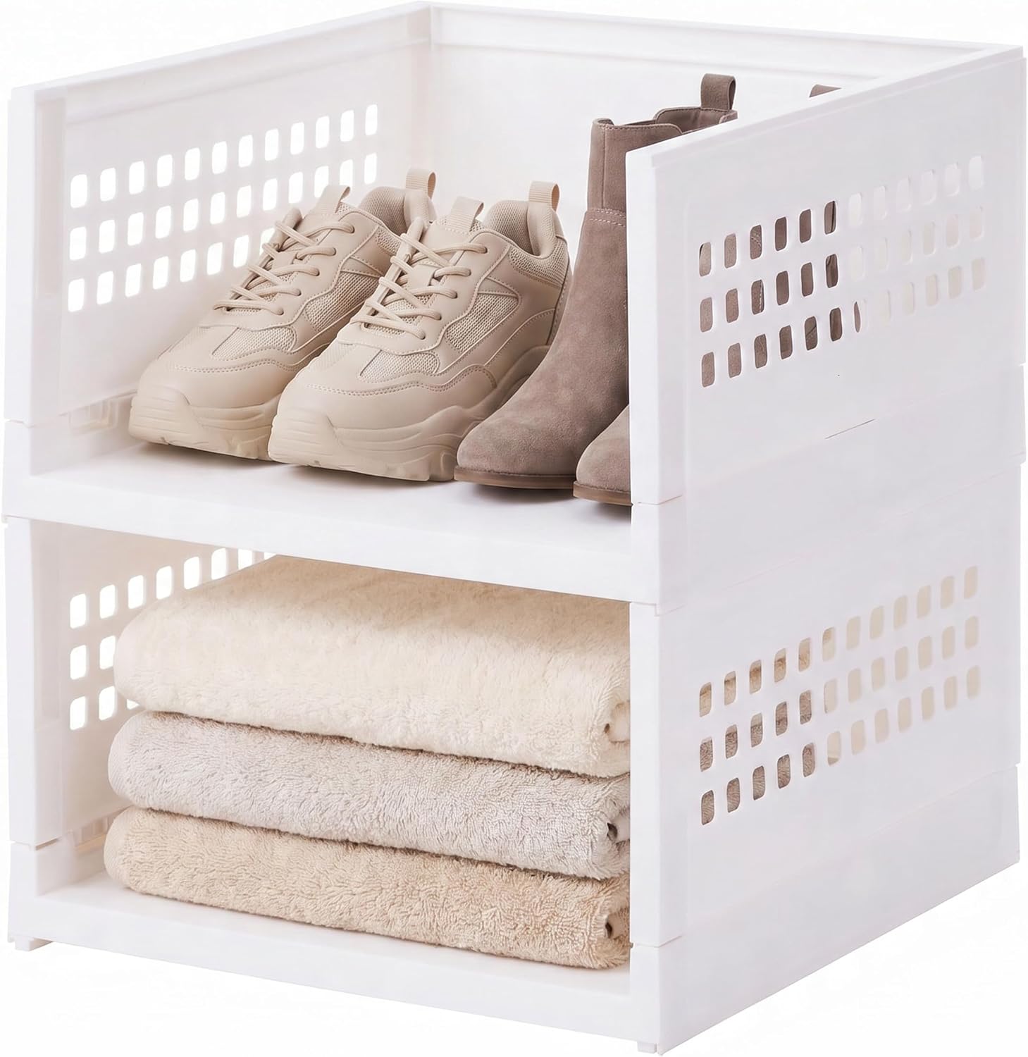 IRIS USA 4-Pack, 27 Qt. Under Bed Storage Bin with Sliding Drawers, White, Store seasonal clothing, shoes, blankets