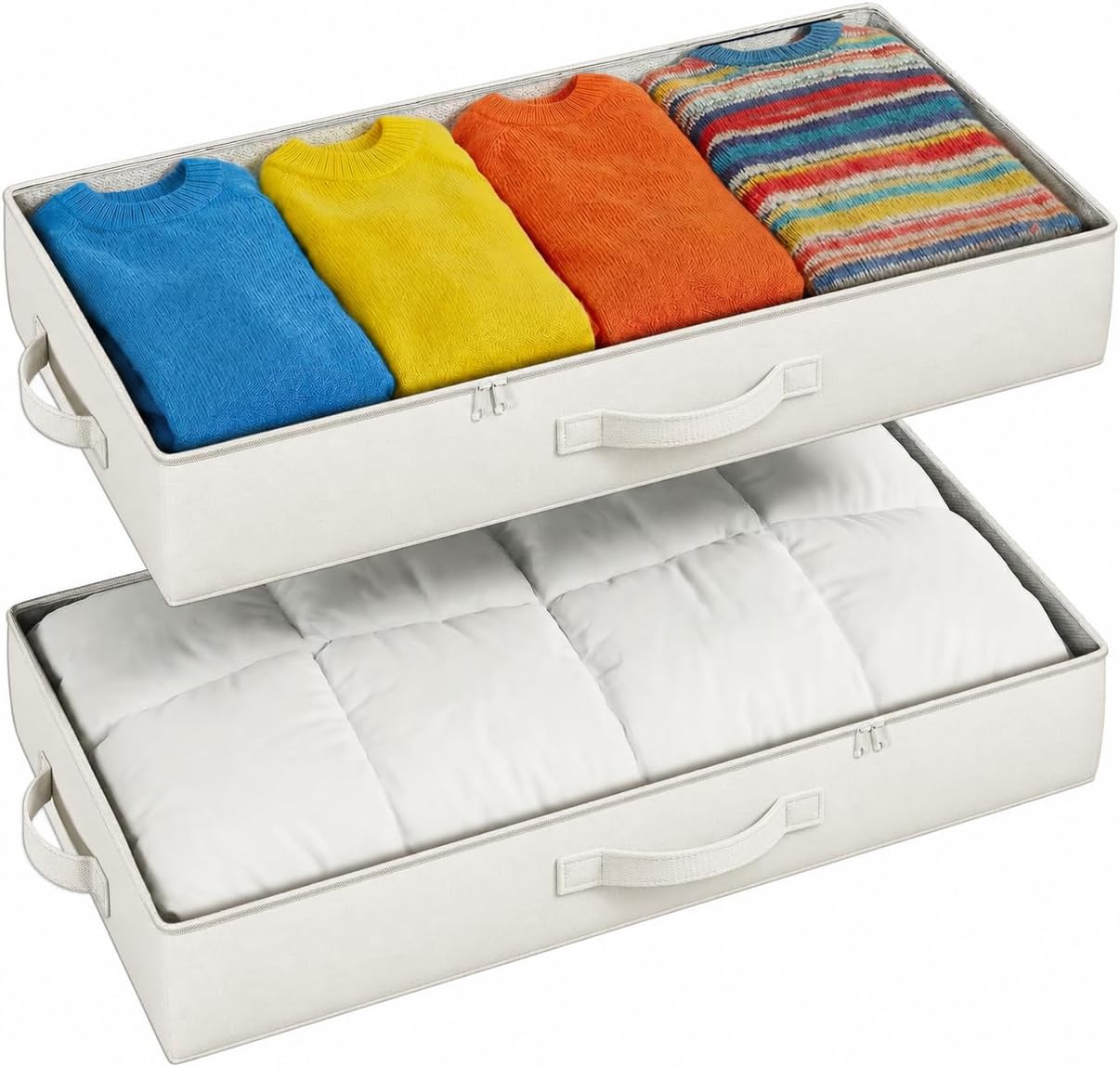 TidyCorner 2-Pack Under Bed Storage Containers, 4.5 Inches Tall Low Profile Underbed Clothes Storage Organizer Bin with Sturdy Sidewalls/Bottom