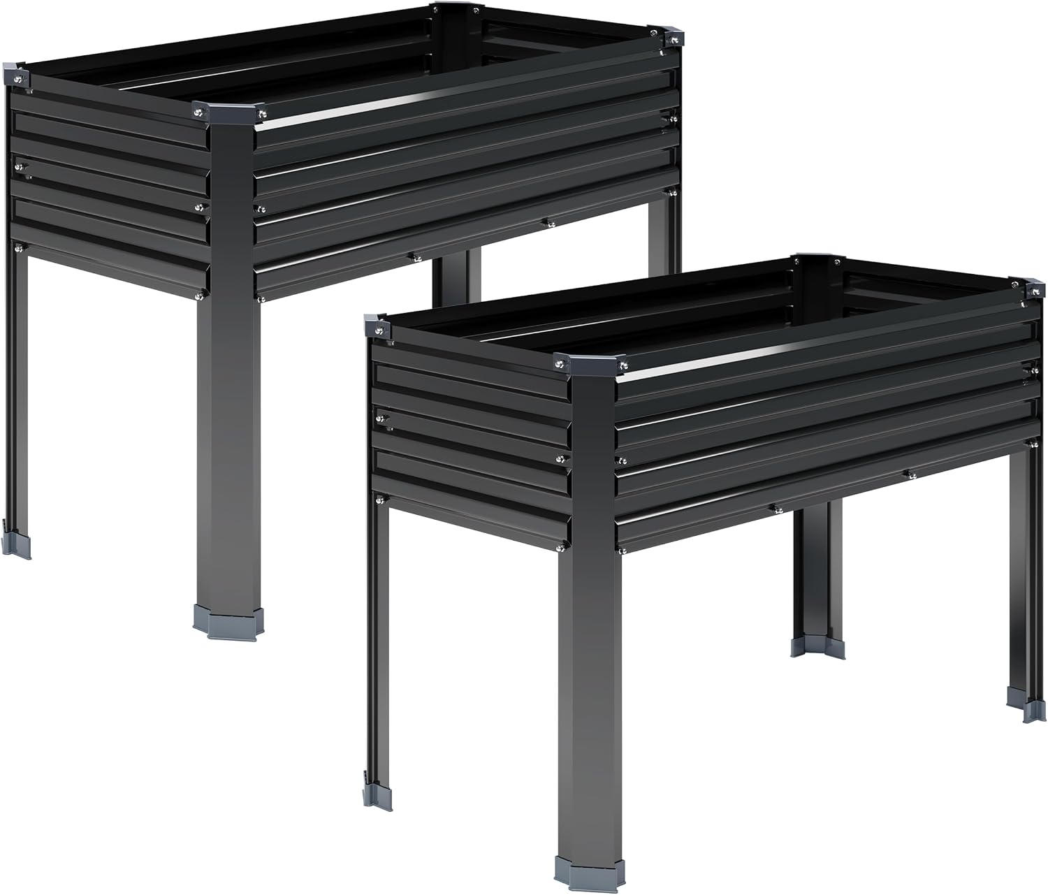 2PCS Galvanized Raised Garden Bed with Legs, 2PCS 48x18x30in Elevated Planter Box for Backyard, Outdoor Garden, Patio, Balcony, 300lb Capacity, Grey