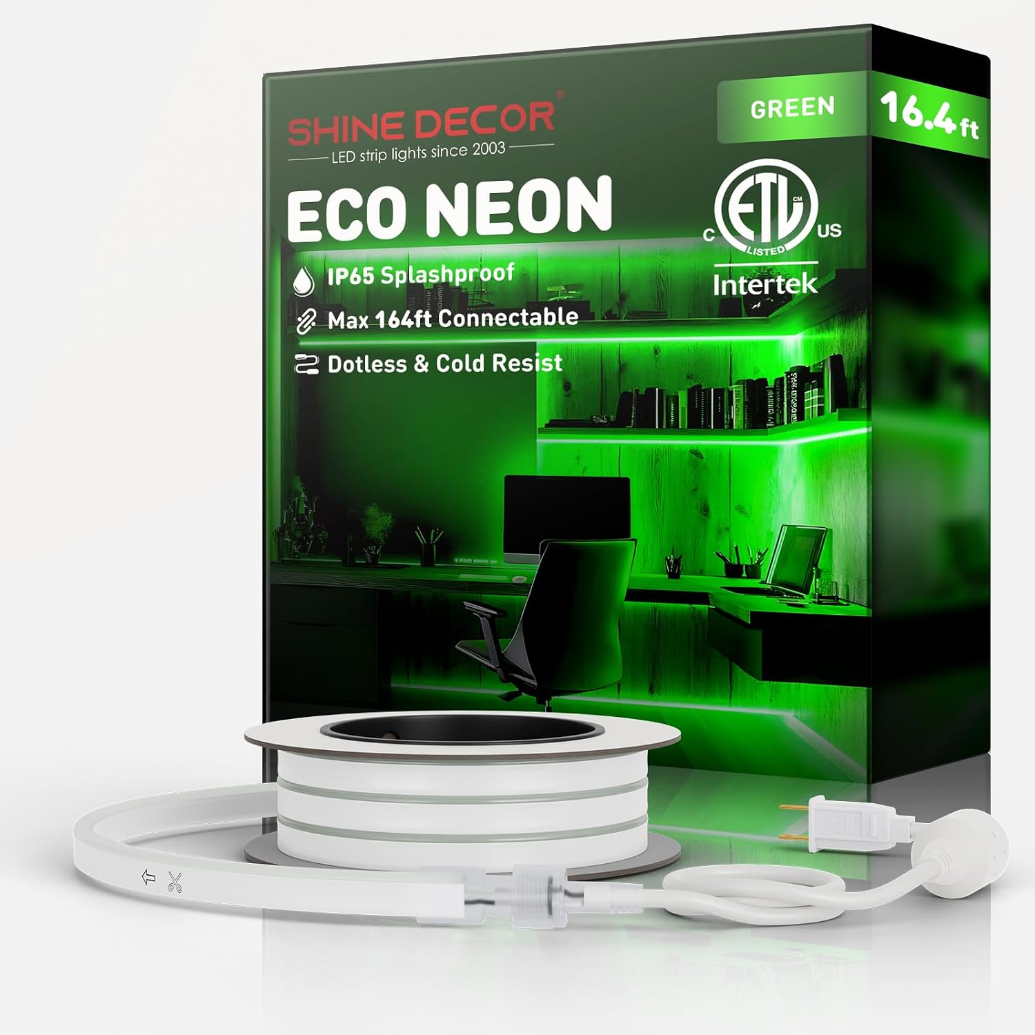 Shine Decor LED Neon Rope Lights Connectable, 131.2FT Flexible AC 110V 120V Neon LED Strip Lights(Warm White) Outdoor Waterproof