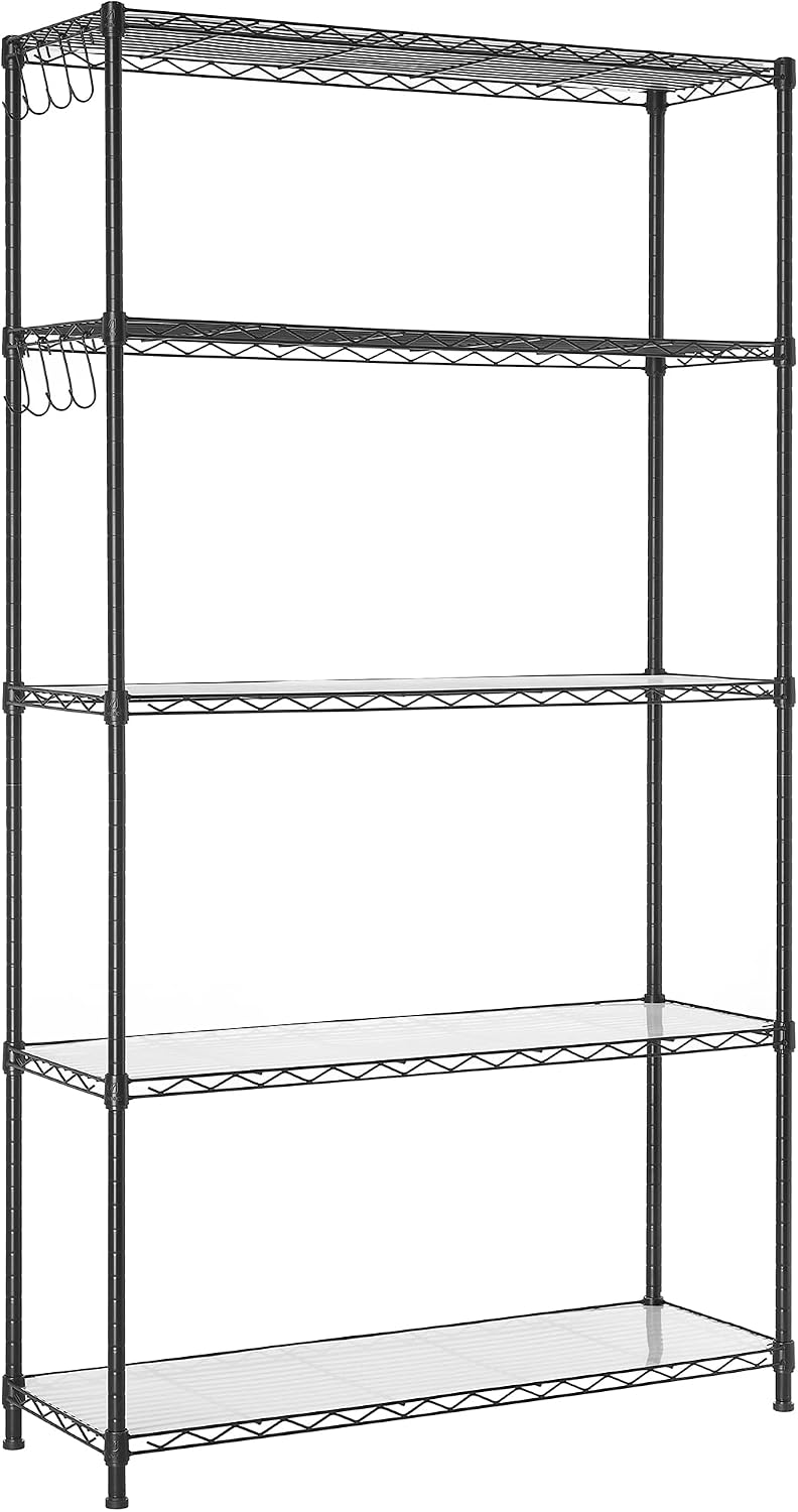 SONGMICS Storage Shelf, Metal Wire Shelving Unit, Adjustable Shelves, for Garage, Bedroom, Living Room, Kitchen, Pantry, 5 Tier