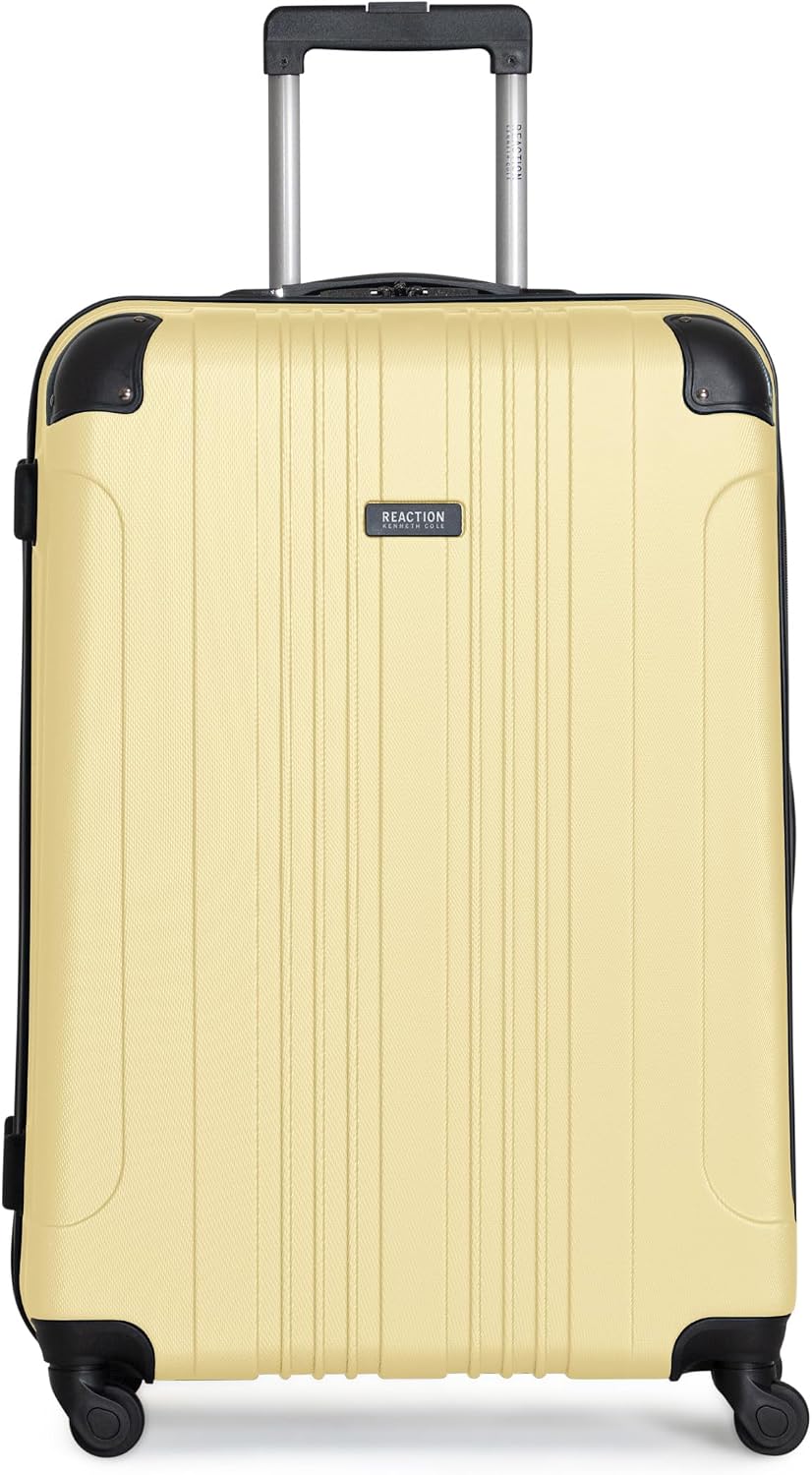 Kenneth Cole REACTION Out of Bounds Lightweight Hardshell 4-Wheel Spinner Luggage, Charcoal, 24-Inch Checked