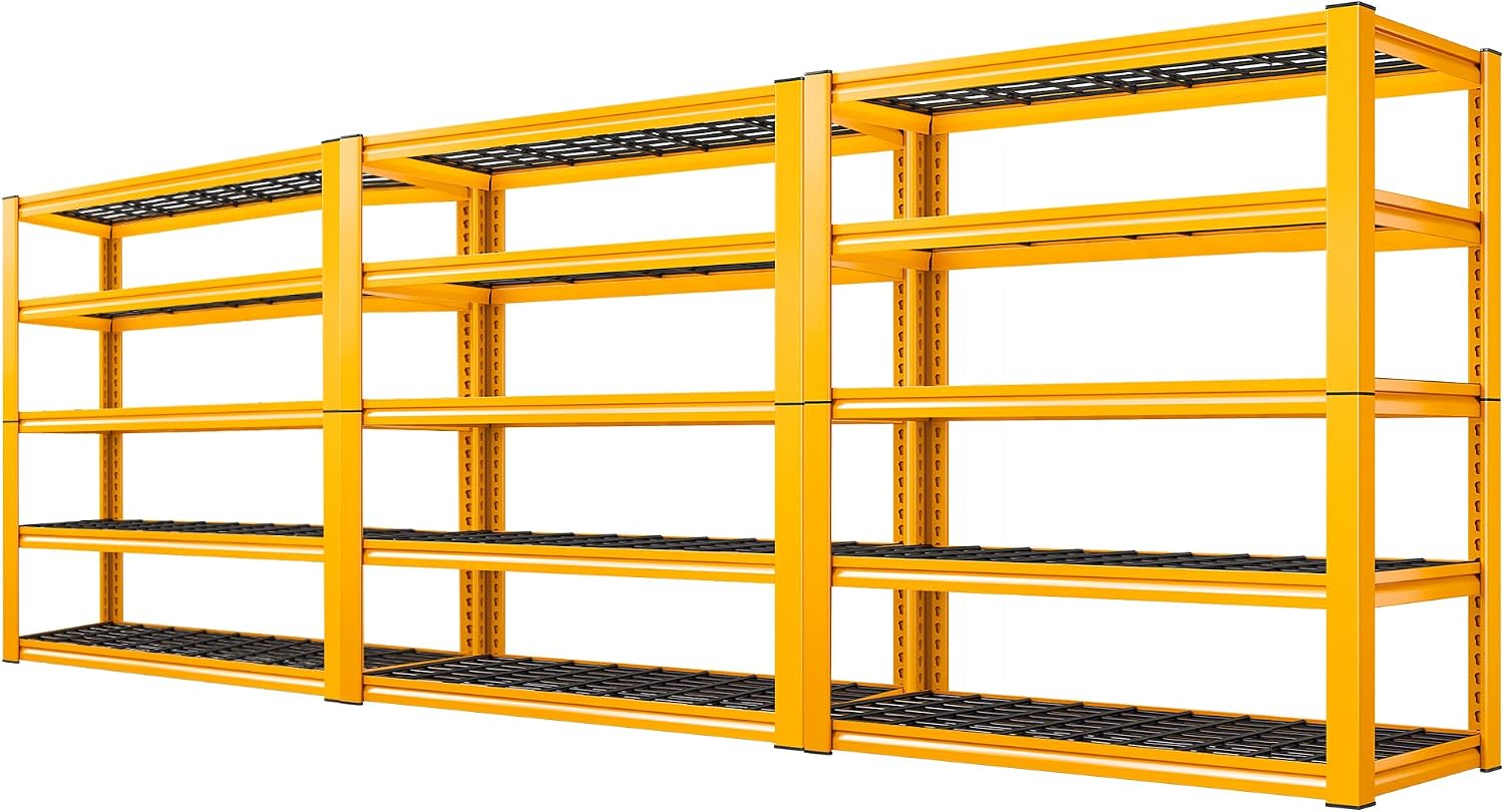 REIBII 72" H Garage Shelving 3200 LBS Capacity Adjustable Storage Shelves, Ventilation Mesh Panel, Heavy Duty Commercial Use