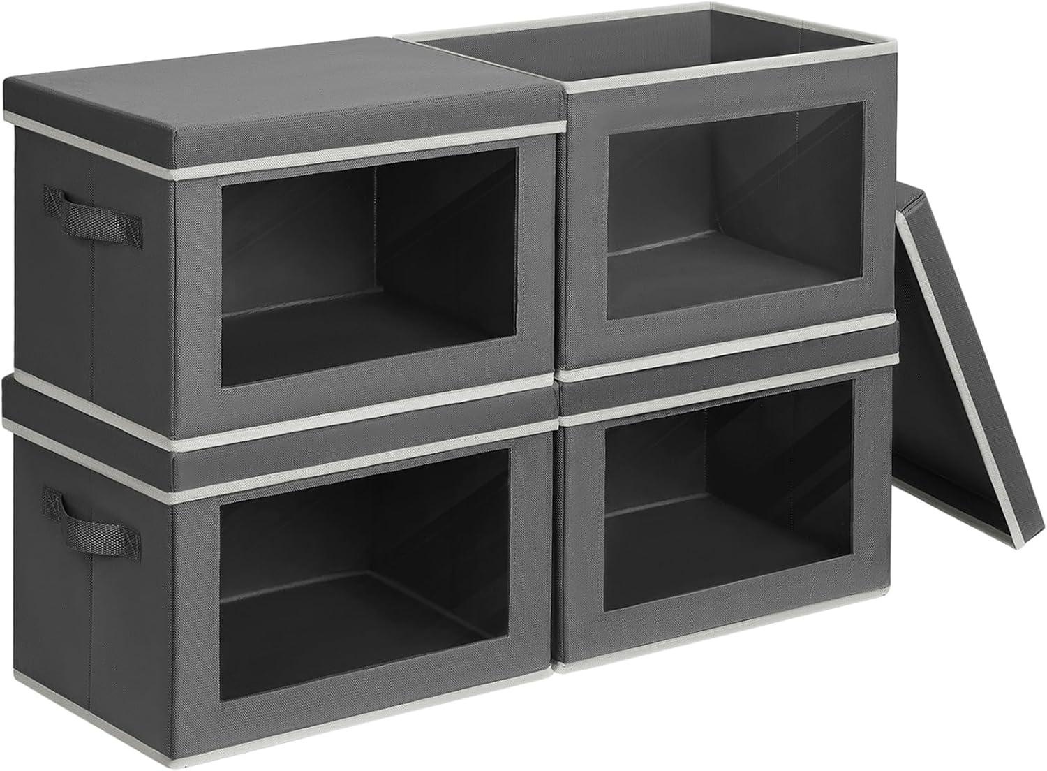 Homsorout Storage Bins with Lids - Large Decorative Basket with Lids, Fabric Foldable Closet Organizer Bins, Stackable Shelf Organizer for Living Room