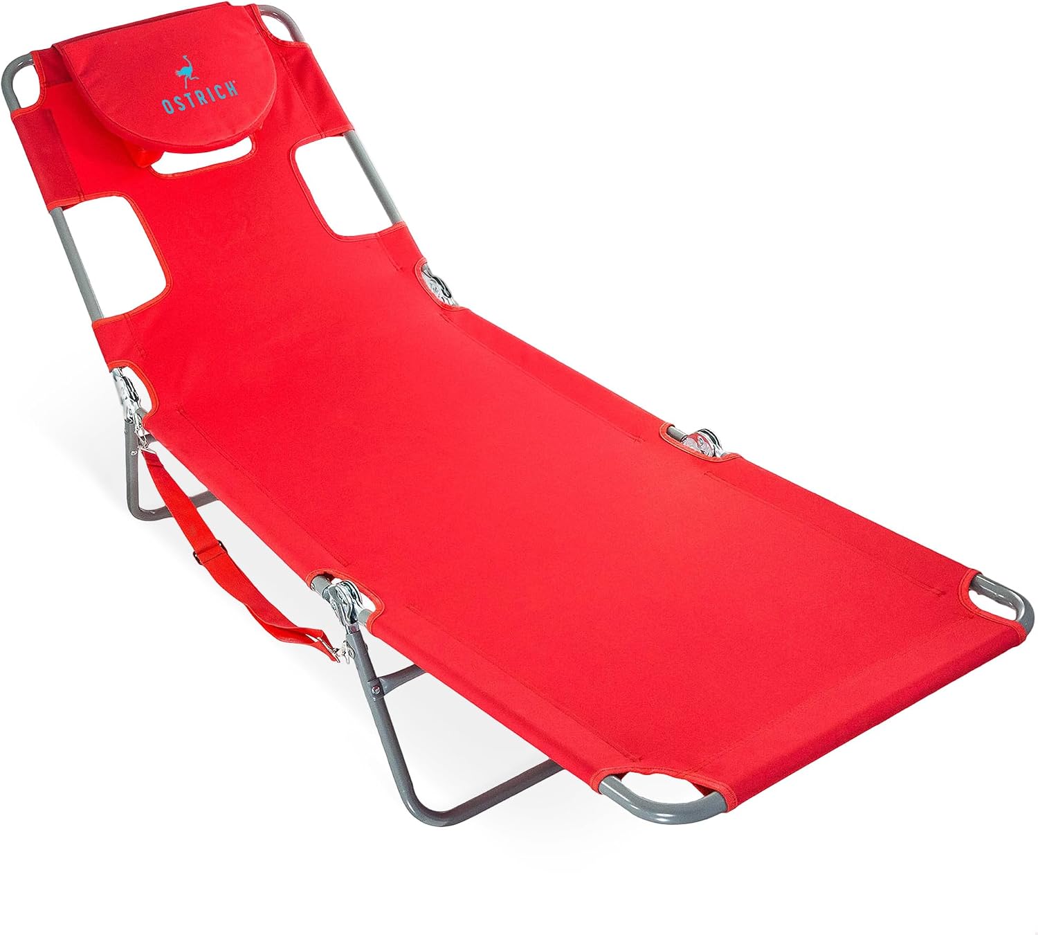 Ostrich the Original Chaise 72 x 22 Inch Lounge Portable Reclining Lounger, Outdoor Patio, Beach, Lawn, Camping, or Pool Tanning Chair, Ocean Blue