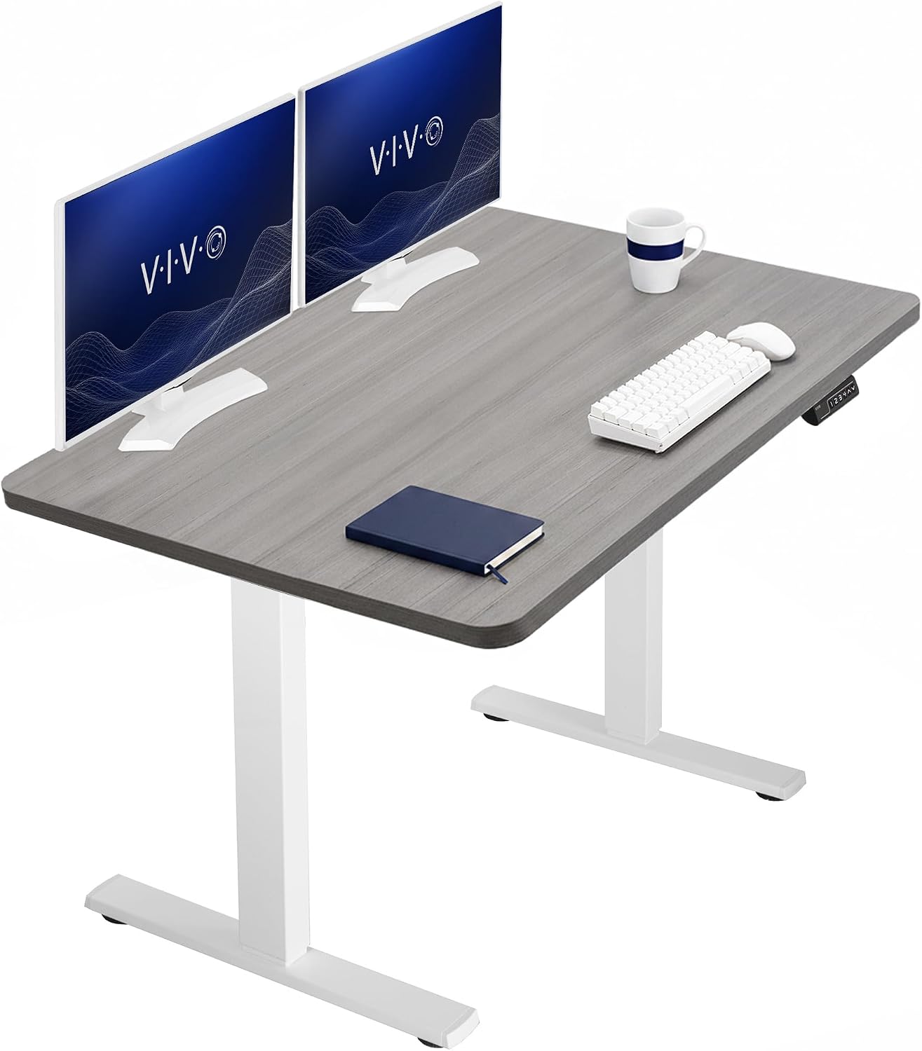 VIVO Electric 63 x 32 in Standing Desk, Memory Height Adjustment, 1B Series, Holds 220 lbs, Dark Walnut Top Black Frame, DESK-KIT-1B1D
