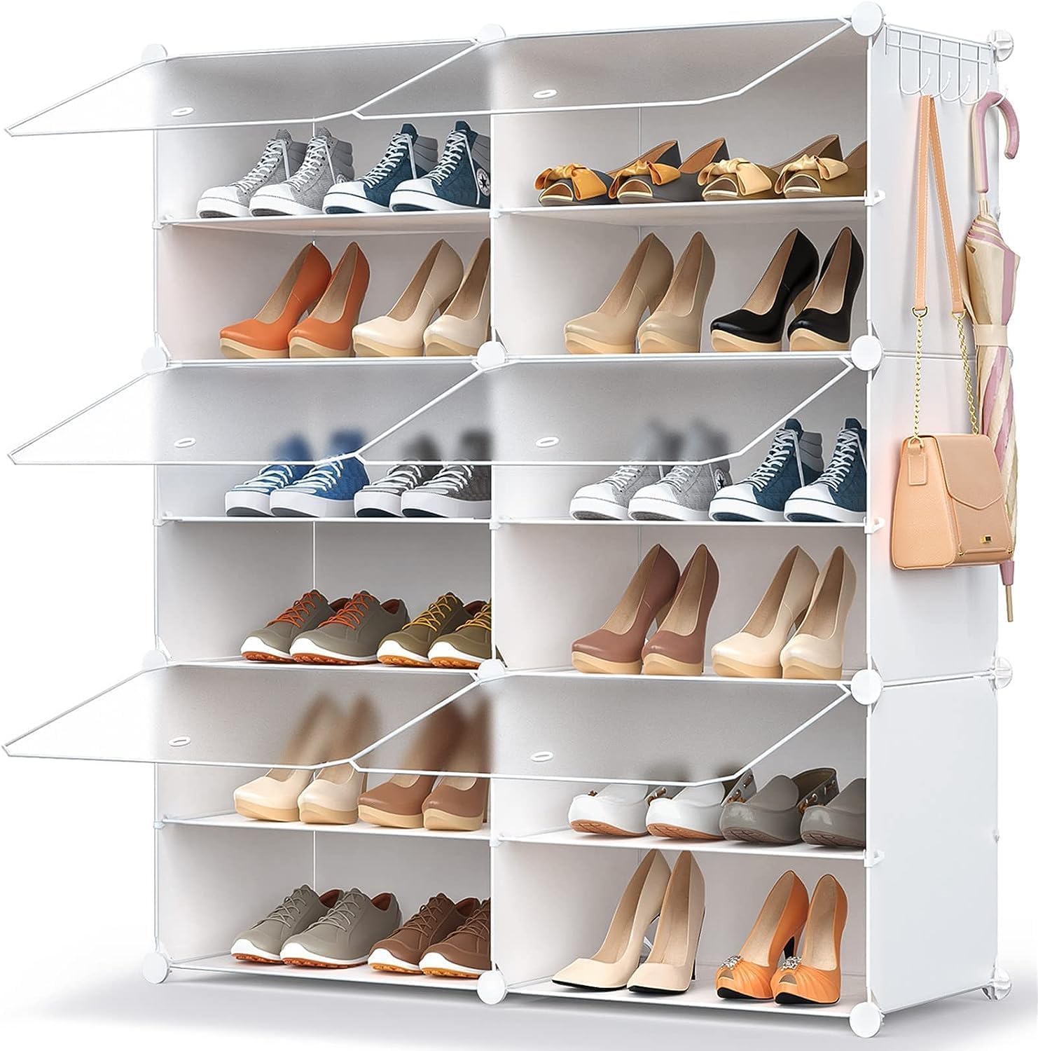 Shoe Storage, 24 Pairs Rack Organizer for Closet Cabinet with Door Shelves Closet, Entryway, Hallway, Bedroom