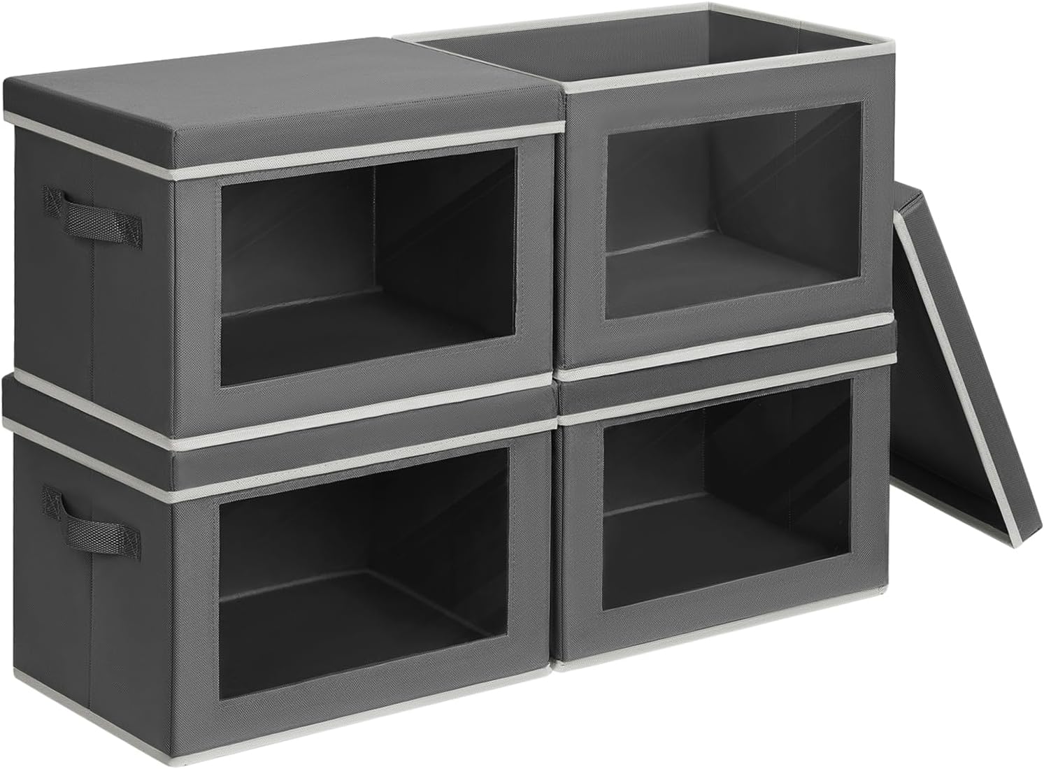 Homsorout Storage Bins with Lids - Large Decorative Basket with Lids, Fabric Foldable Closet Organizer Bins, Stackable Shelf Organizer for Living Room