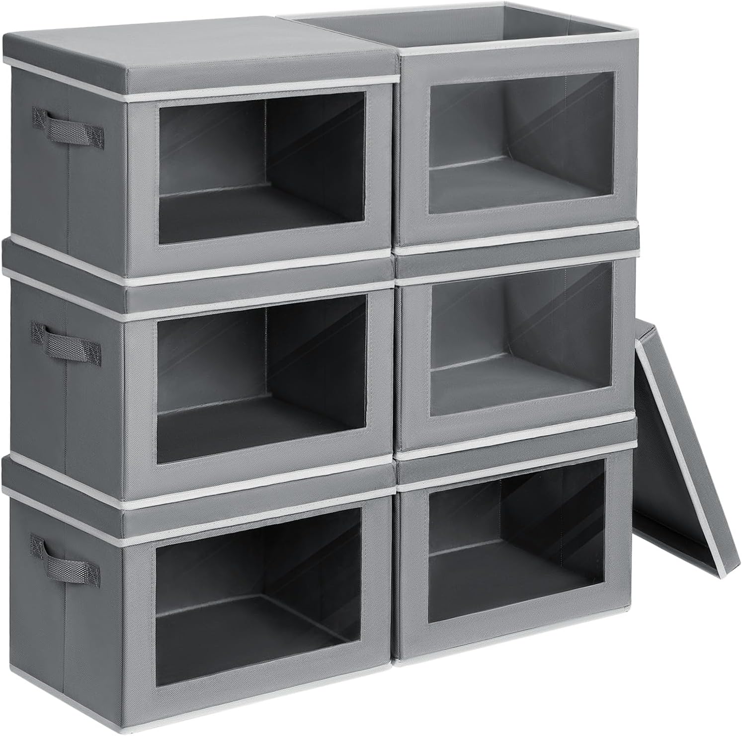 Homsorout Storage Bins with Lids - Large Decorative Basket with Lids, Fabric Foldable Closet Organizer Bins, Stackable Shelf Organizer for Living Room