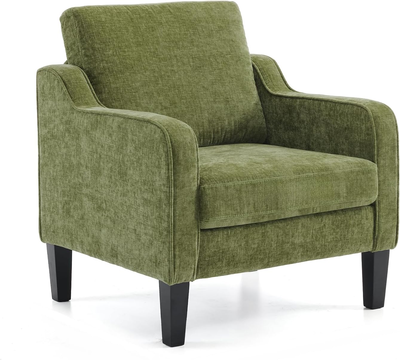 VINGLI Mid Century Modern Accent Chair, Light Grey Fabric Accent Chairs for Living Room Upholstered Armchair with Scooped Arms for Bedroom, Apartment