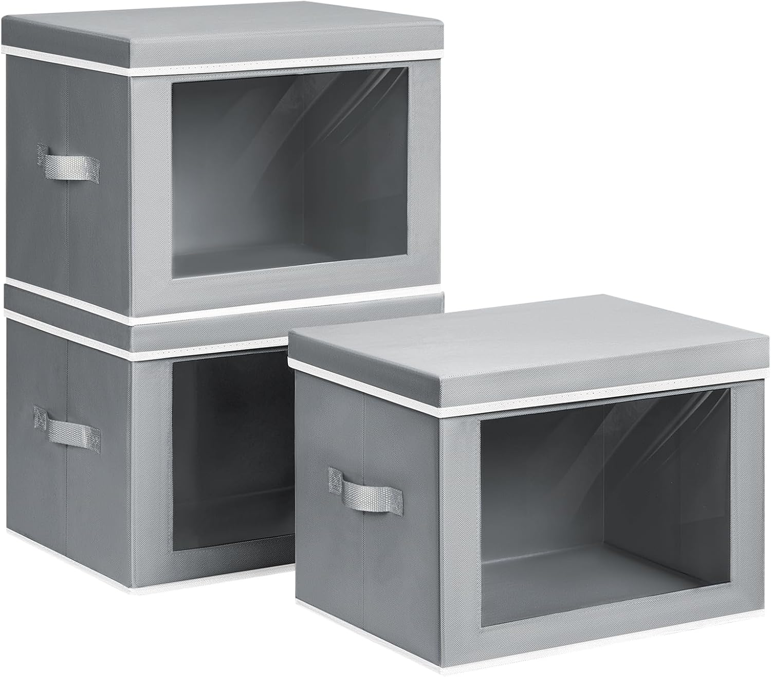 Homsorout Storage Bins with Lids - Large Decorative Basket with Lids, Fabric Foldable Closet Organizer Bins, Stackable Shelf Organizer for Living Room