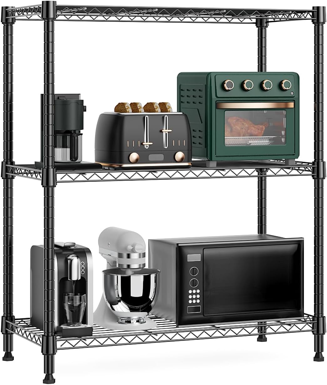 M MZG 1250 lbs 5 Tier Shelf Metal Storage Shelves Wire Rack Closet Organizers with Wheel for Garage Kitchen Bathroom Laundry Chrome 13.7" D x 23.6" W